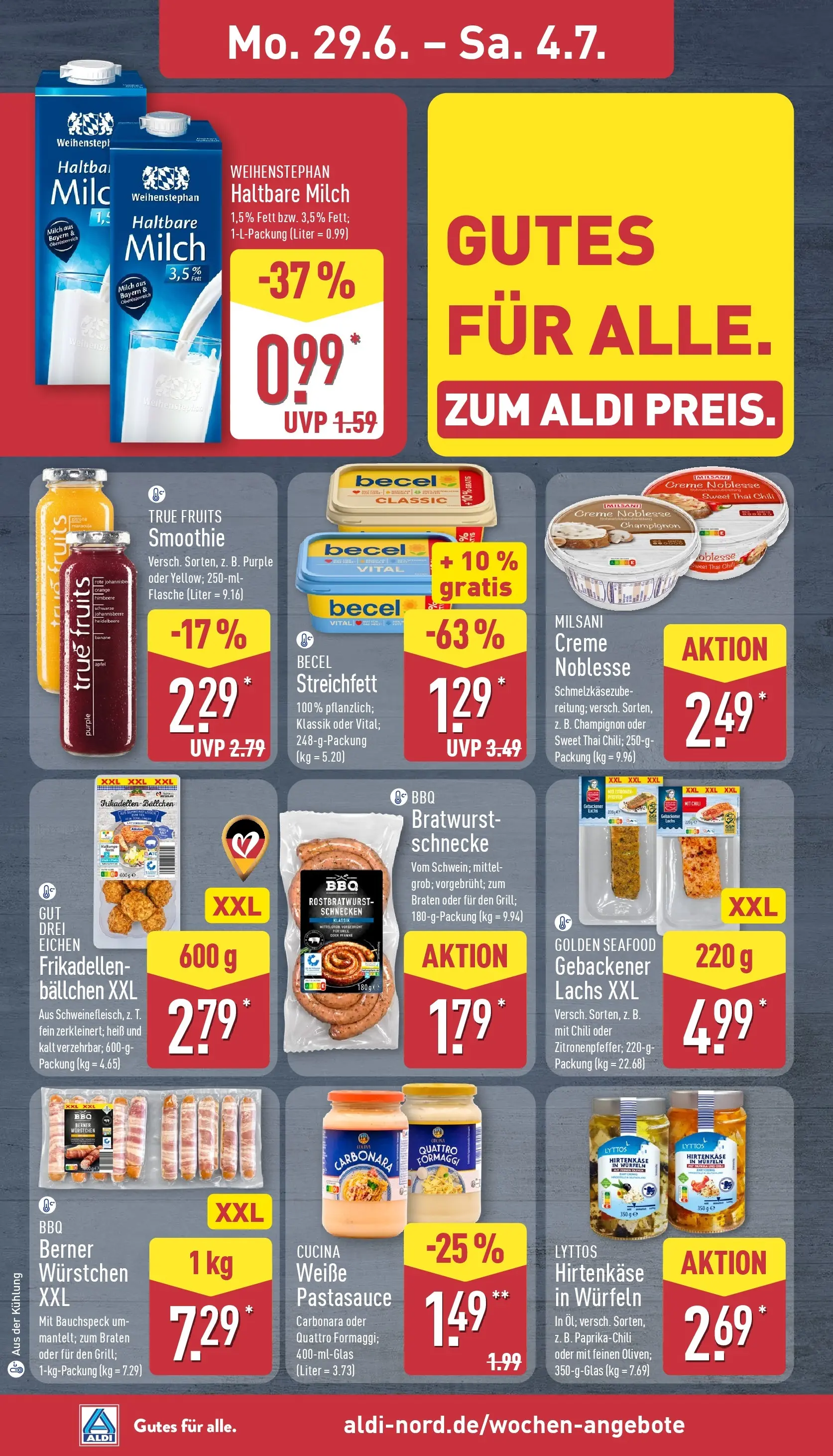 Aldi - ALDI Nord: Wochenangebote (ab 28.06.2026) » Angebote Online | Seite: 6 | Produkte: Feta, Becel, Bratwurst, Creme