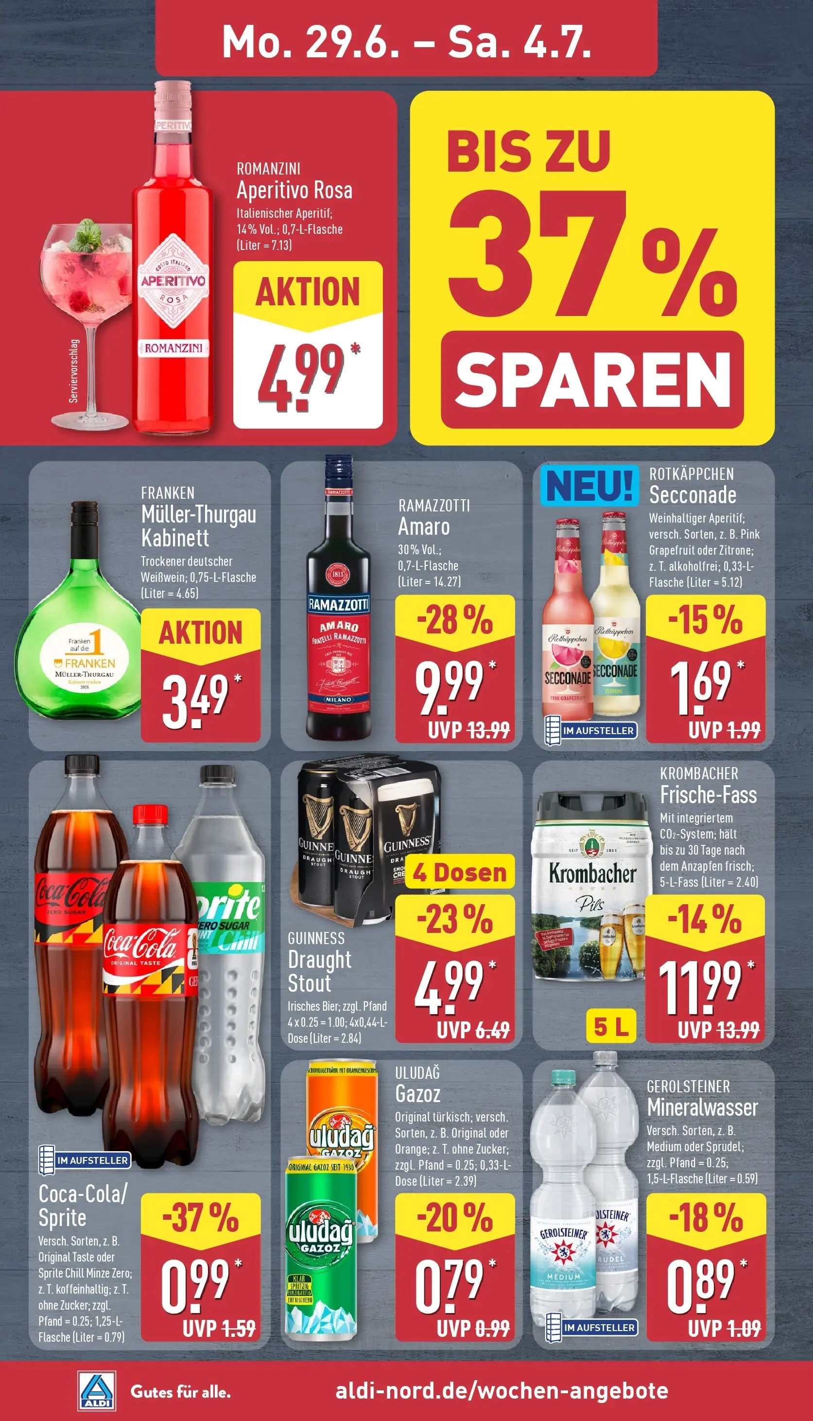 Aldi - ALDI Nord: Wochenangebote (ab 28.06.2026) » Angebote Online | Seite: 10 | Produkte: Sprite, Cola, Zitrone, Ramazzotti