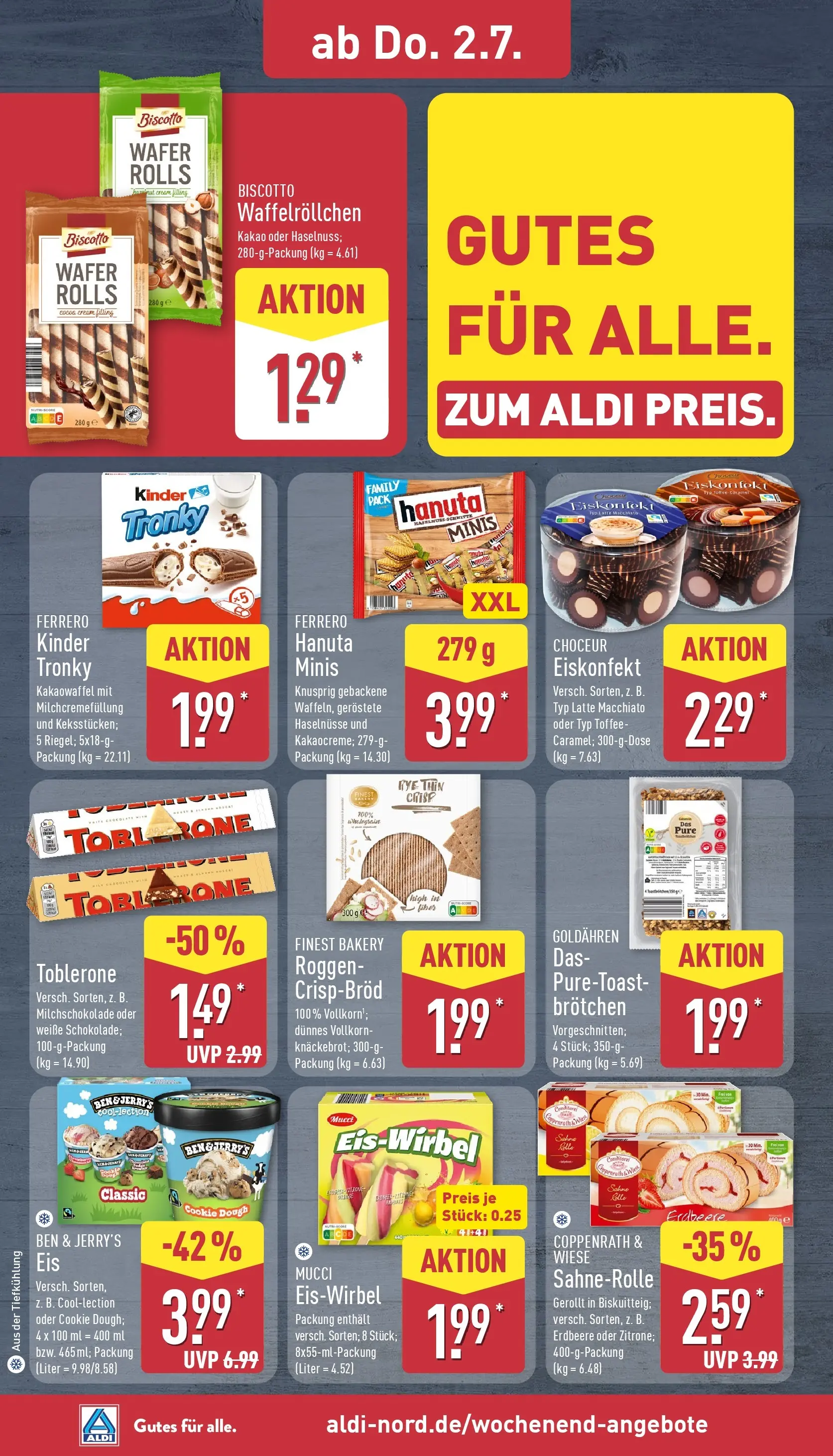 Aldi - ALDI Nord: Wochenangebote (ab 28.06.2026) » Angebote Online | Seite: 34 | Produkte: Toast, Ben & Jerry's, Sahne, Eis