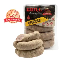 Br&uuml;hw&uuml;rstchen aus Schweinefleisch, nach Art einer Grillwurst, mit K&auml;se (9%), grobe K&ouml;rnung, mit Aromen (Schweine- und Rindfleisch, Parmesan)