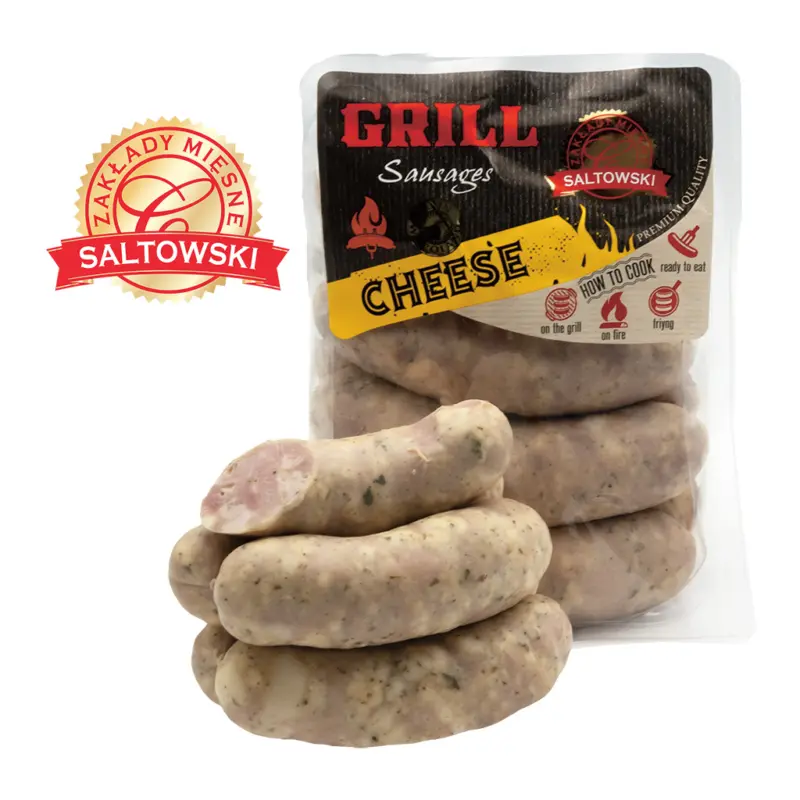 Br&uuml;hw&uuml;rstchen aus Schweinefleisch, nach Art einer Grillwurst, mit K&auml;se (9%), grobe K&ouml;rnung, mit Aromen (Schweine- und Rindfleisch, Parmesan)