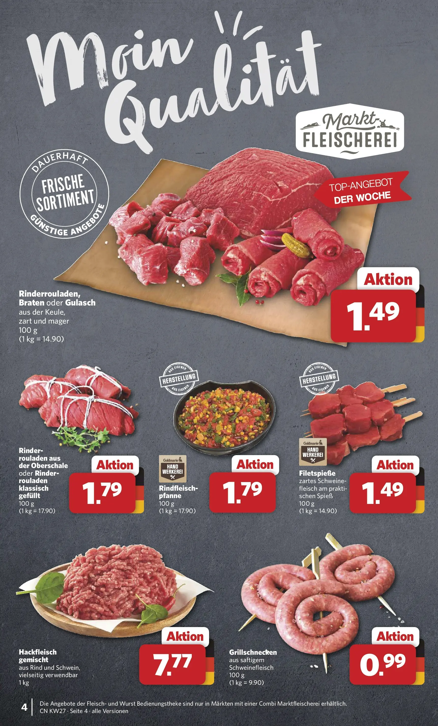 Combi Prospekt Cuxhaven (ab 29.06.2026) zum Blättern | Seite: 4 | Produkte: Gulasch, Wurst, Schweinefleisch, Fleisch