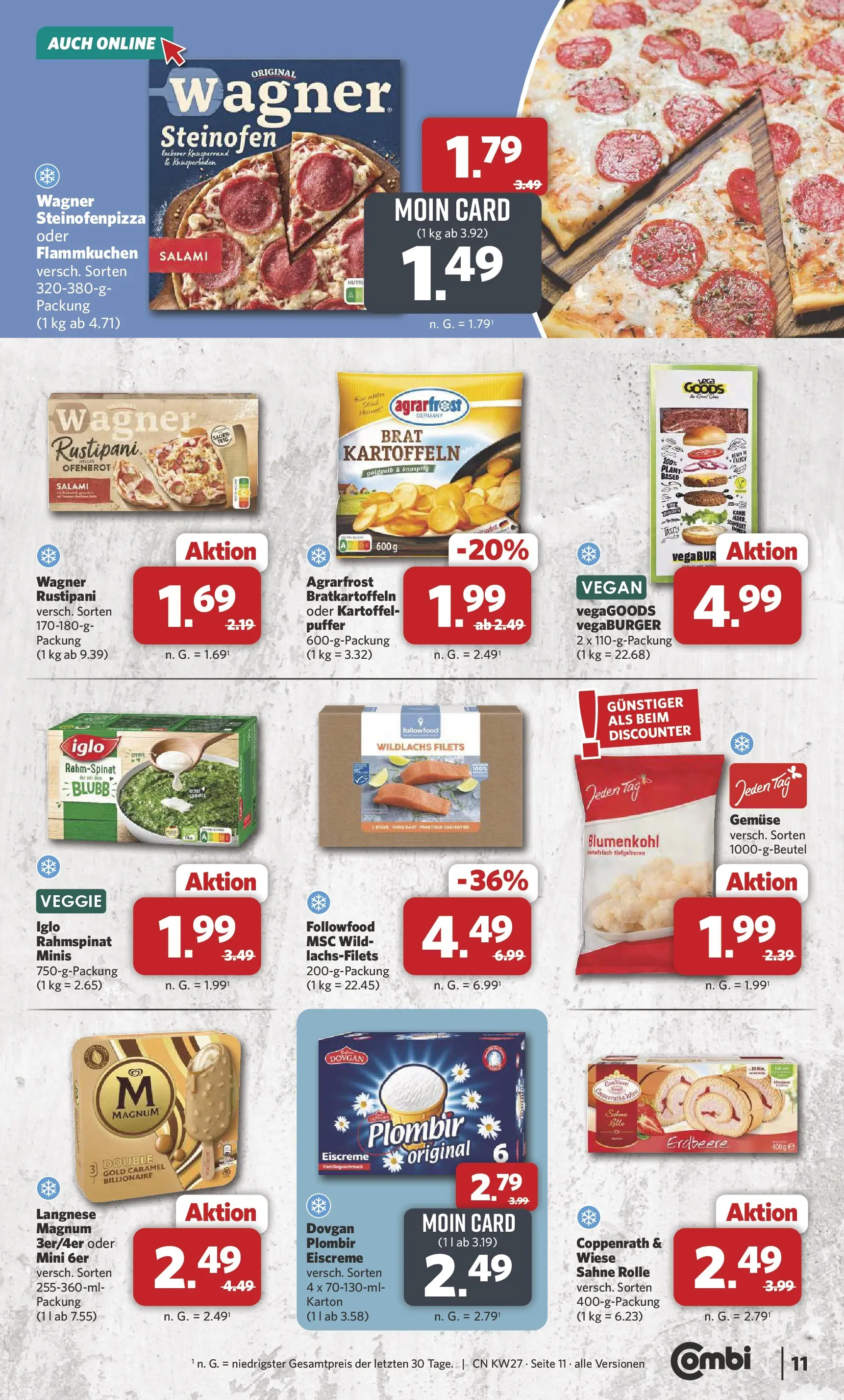 Combi Prospekt Cuxhaven (ab 29.06.2026) zum Blättern | Seite: 11 | Produkte: Kartoffeln, Gemüse, Salami, Sahne