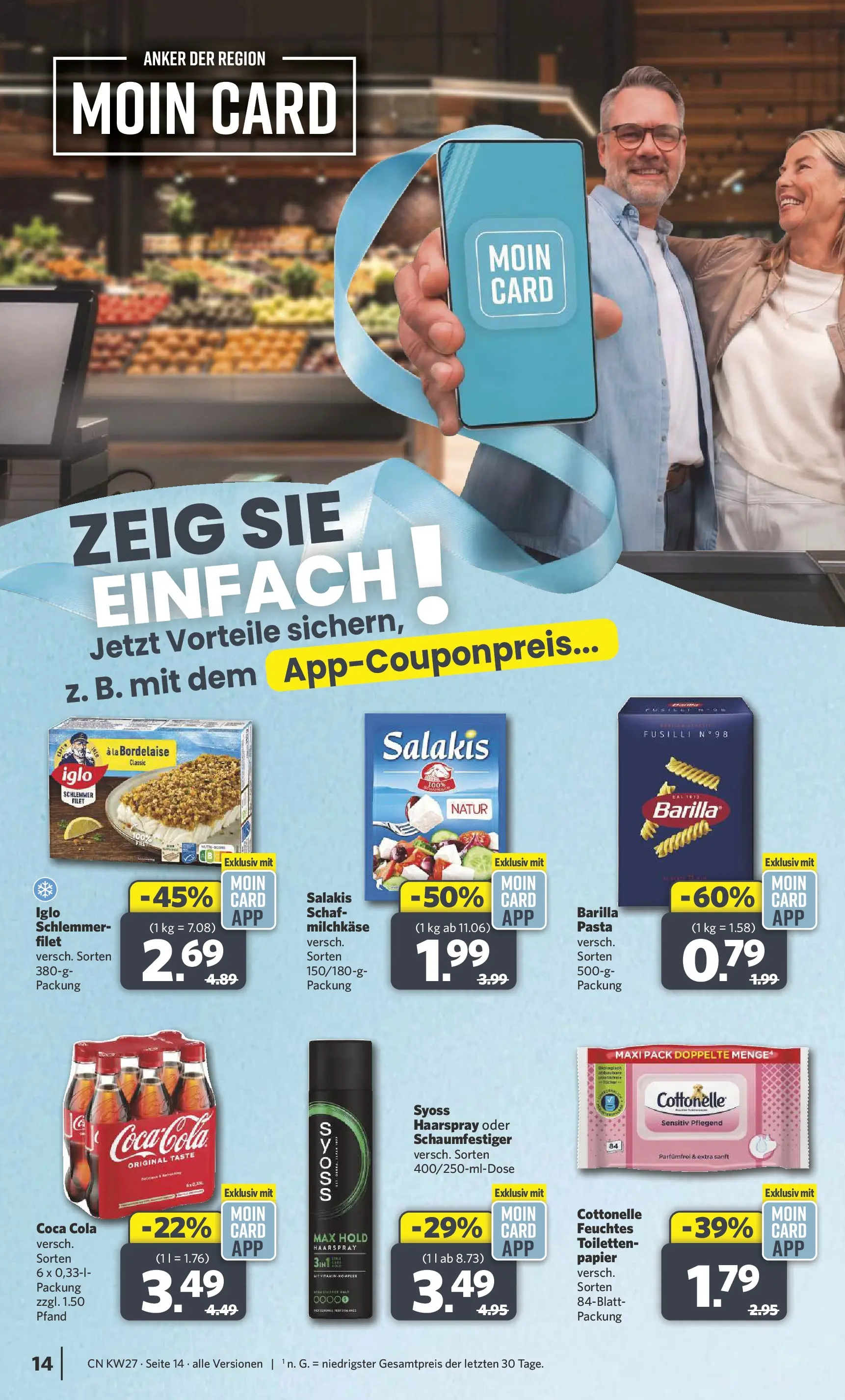 Combi Prospekt Cuxhaven (ab 29.06.2026) zum Blättern | Seite: 14 | Produkte: Barilla, Iglo, Haarspray, Pasta