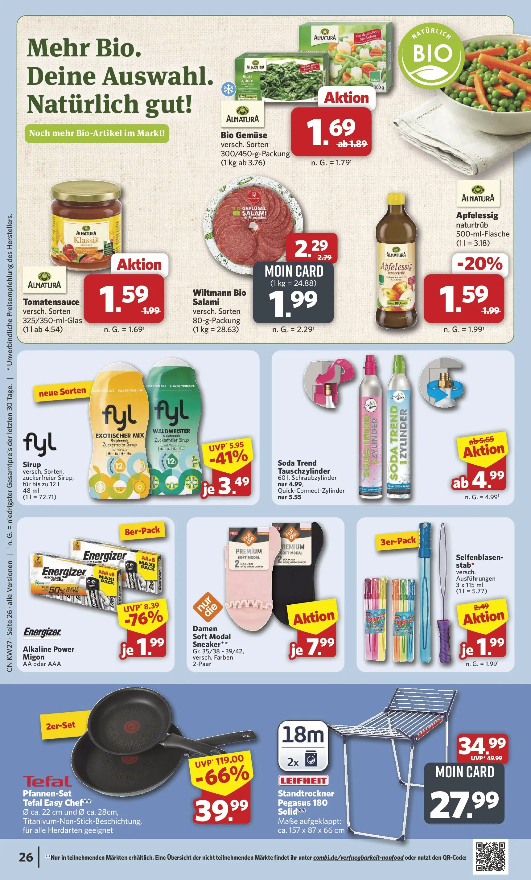 Combi Prospekt Cuxhaven (ab 29.06.2026) zum Blättern | Seite: 26 | Produkte: Sirup, Gemüse, Salami