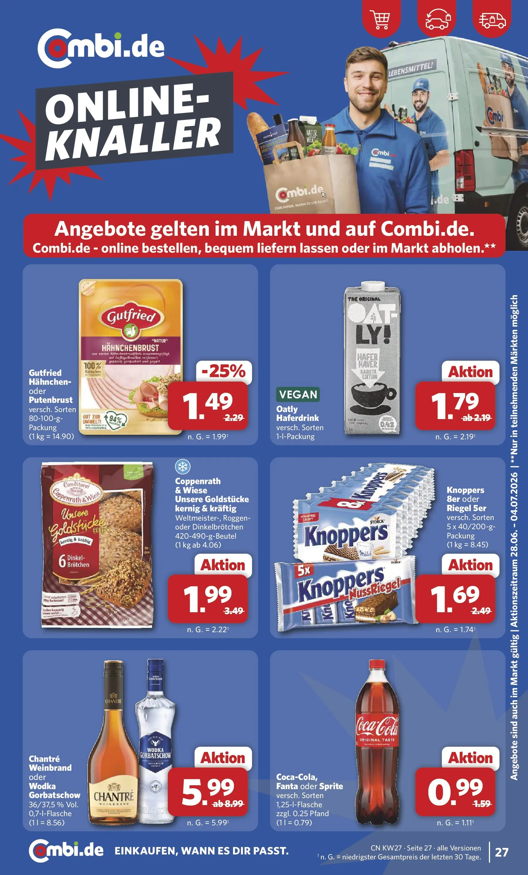 Combi Prospekt Cuxhaven (ab 29.06.2026) zum Blättern | Seite: 27 | Produkte: Coca cola, Fanta, Cola, Oatly