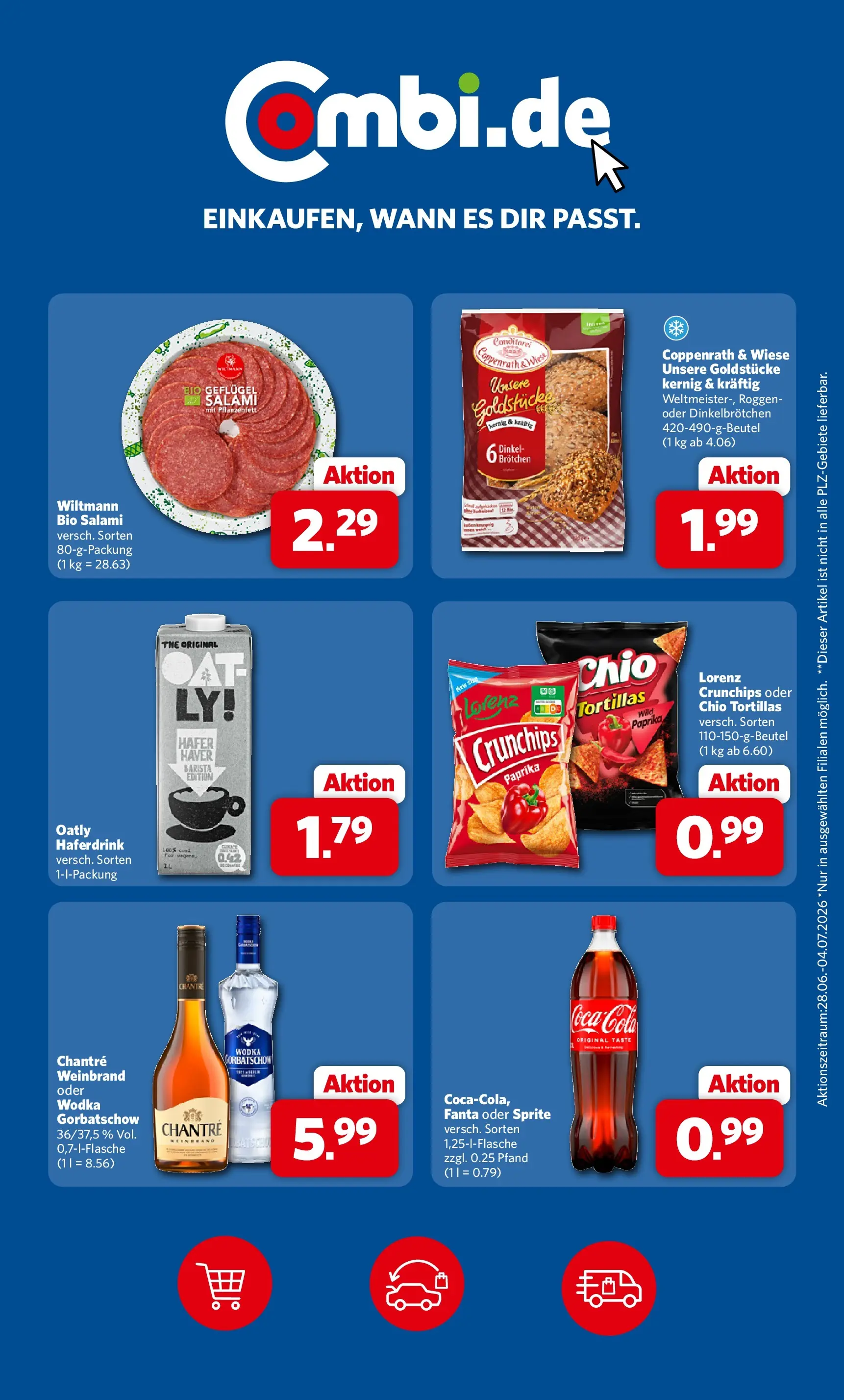 Combi Prospekt Cuxhaven (ab 29.06.2026) zum Blättern | Seite: 31 | Produkte: Sprite, Chio tortillas, Salami, Wodka