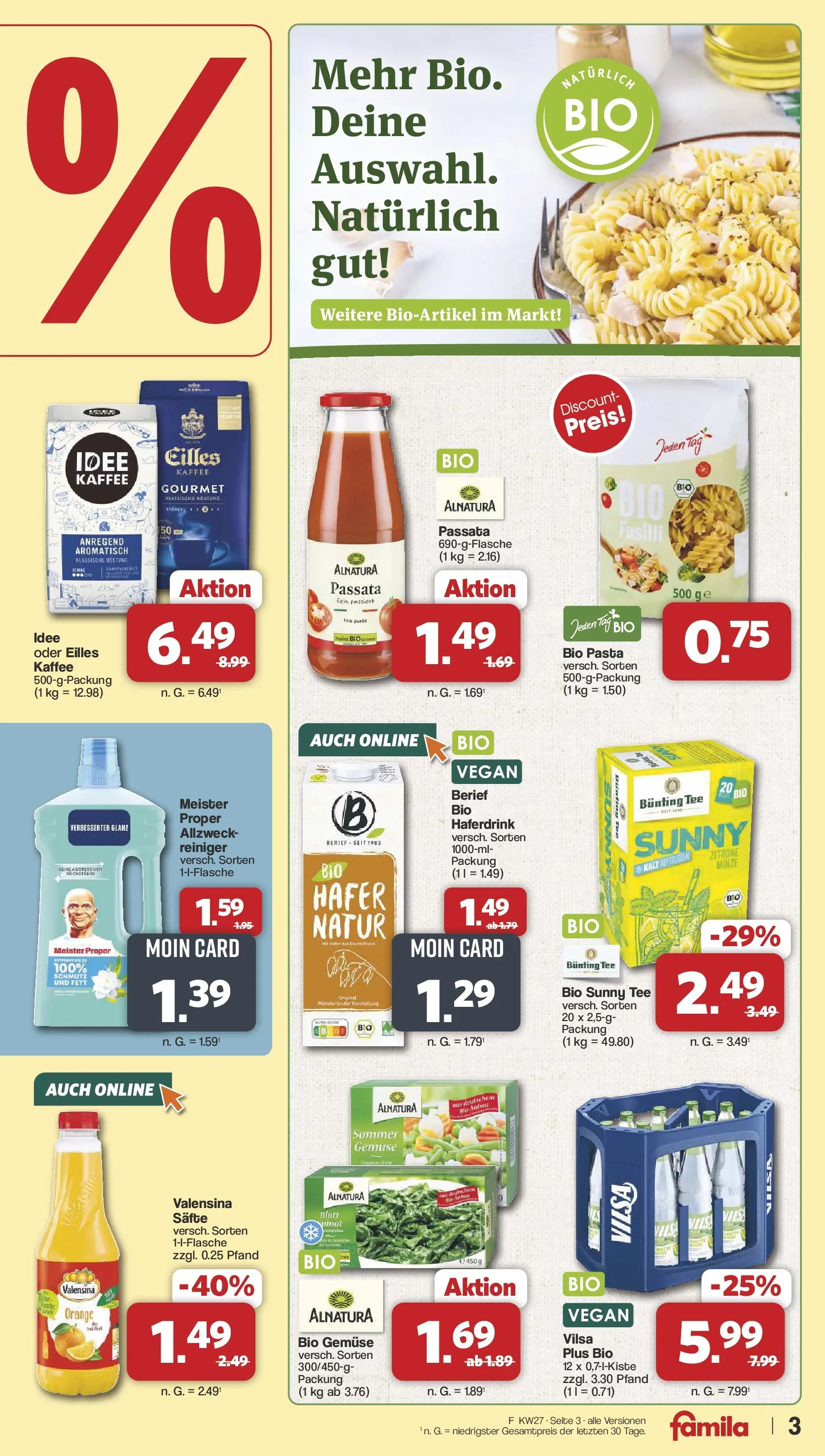 Famila Nordwest - Famila: Wochenangebote (ab 28.06.2026) zum Blättern | Seite: 3 | Produkte: Kaffee, Haferdrink, Valensina, Gemüse