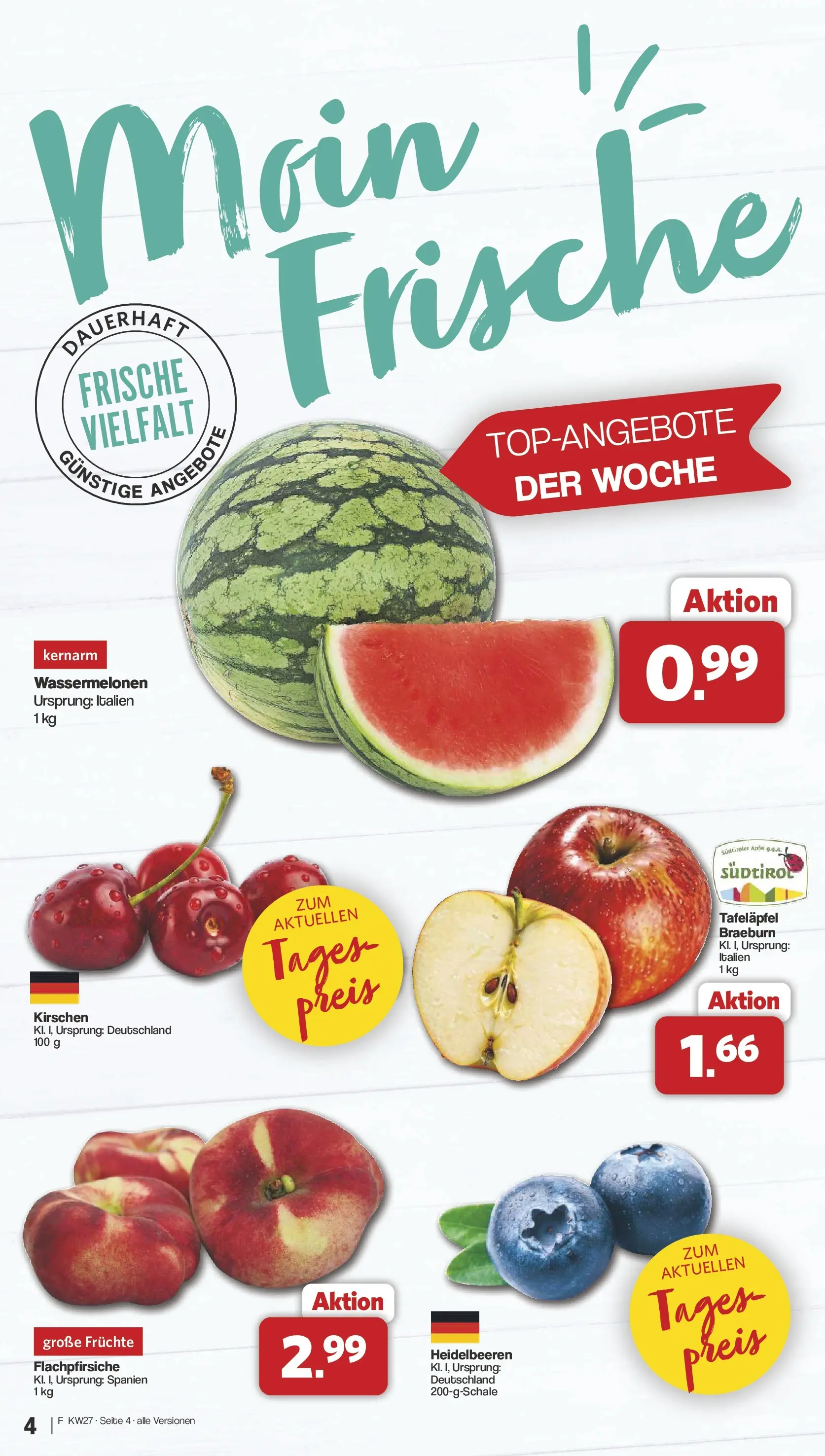Famila Nordwest - Famila: Wochenangebote (ab 28.06.2026) zum Blättern | Seite: 4 | Produkte: Äpfel, Kirschen, Heidelbeeren