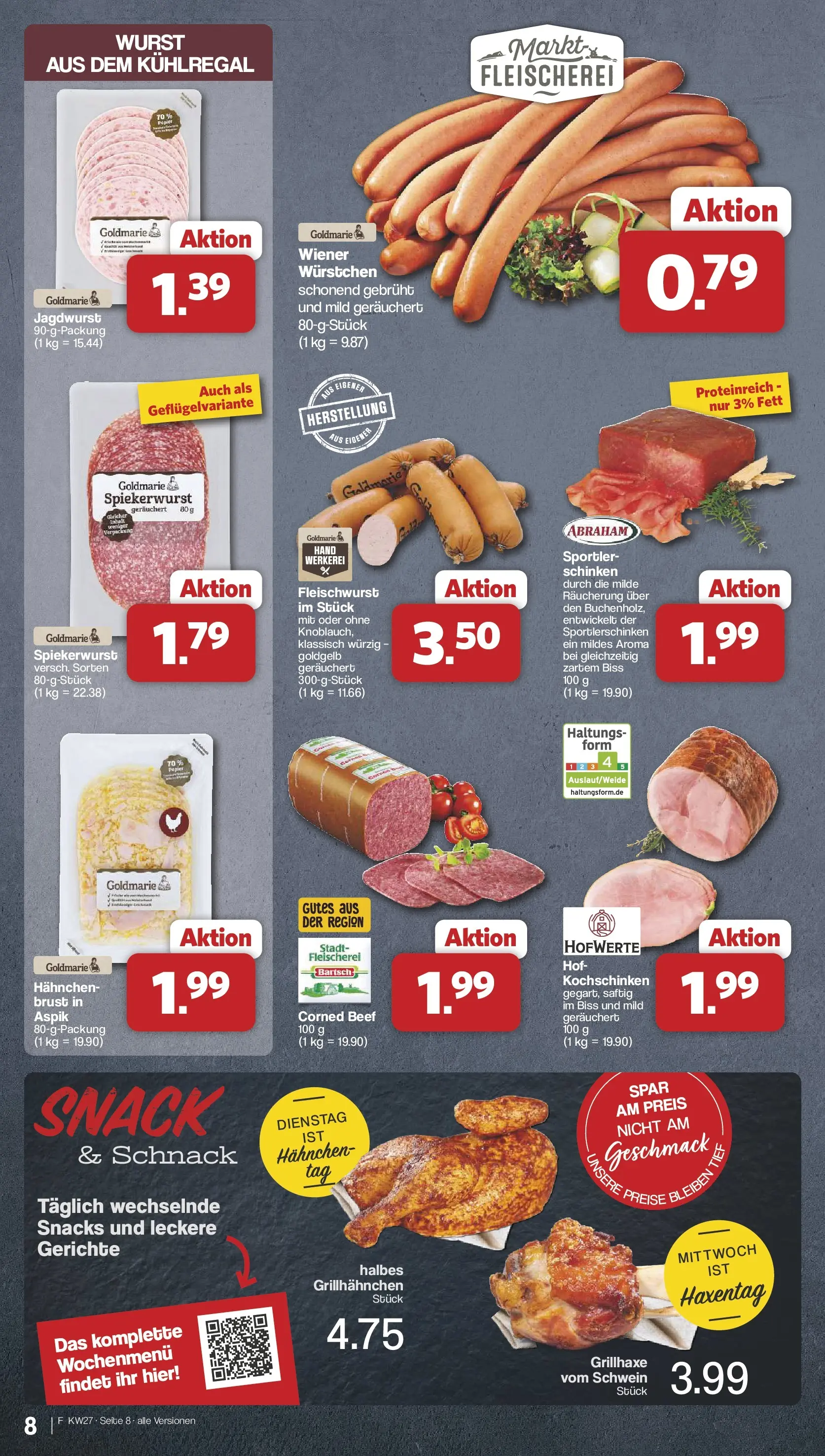 Famila Nordwest - Famila: Wochenangebote (ab 28.06.2026) zum Blättern | Seite: 8 | Produkte: Hahnchen, Wurst, Schinken