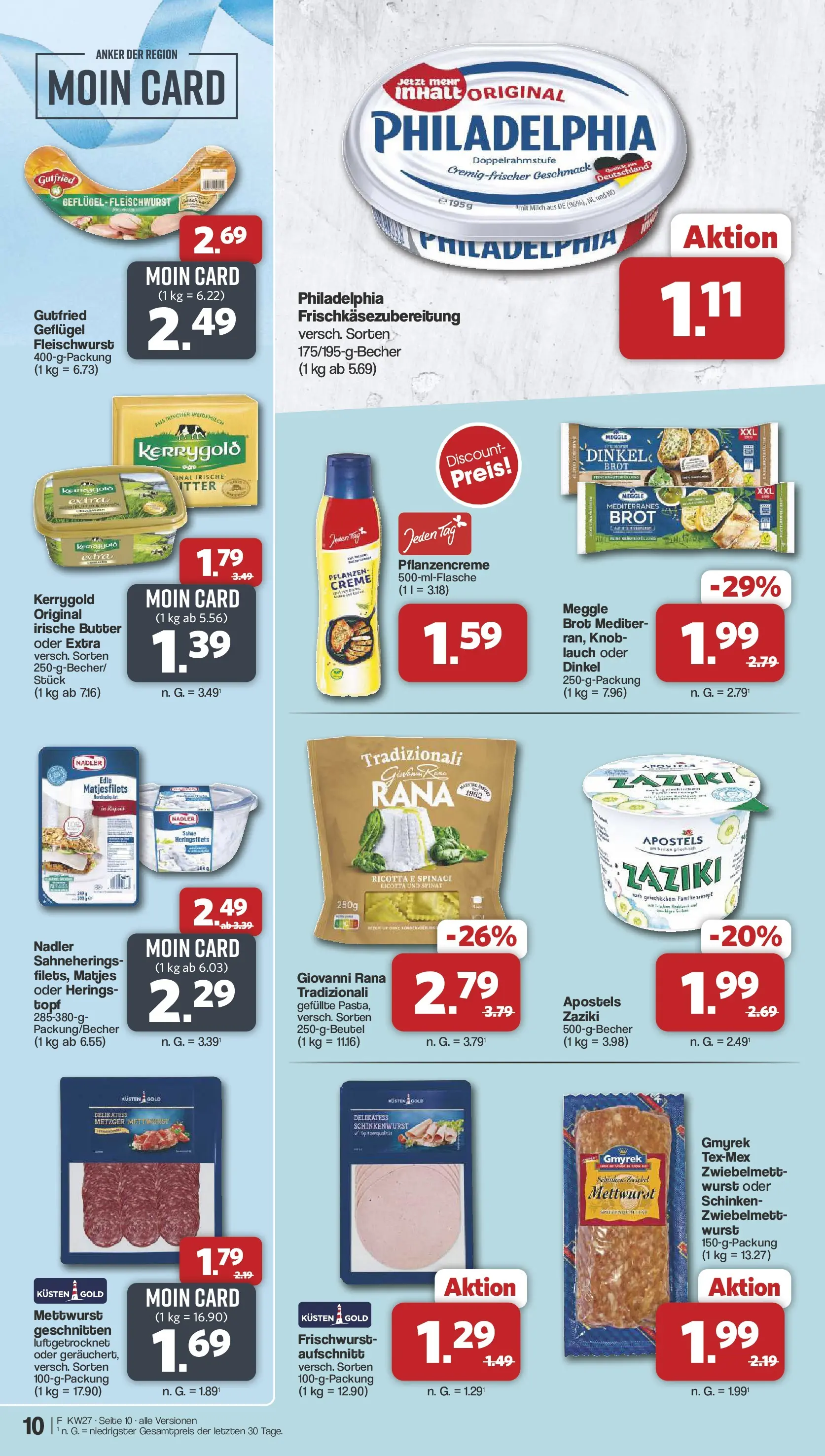 Famila Nordwest - Famila: Wochenangebote (ab 28.06.2026) zum Blättern | Seite: 10 | Produkte: Milch, Philadelphia, Brot, Schinken