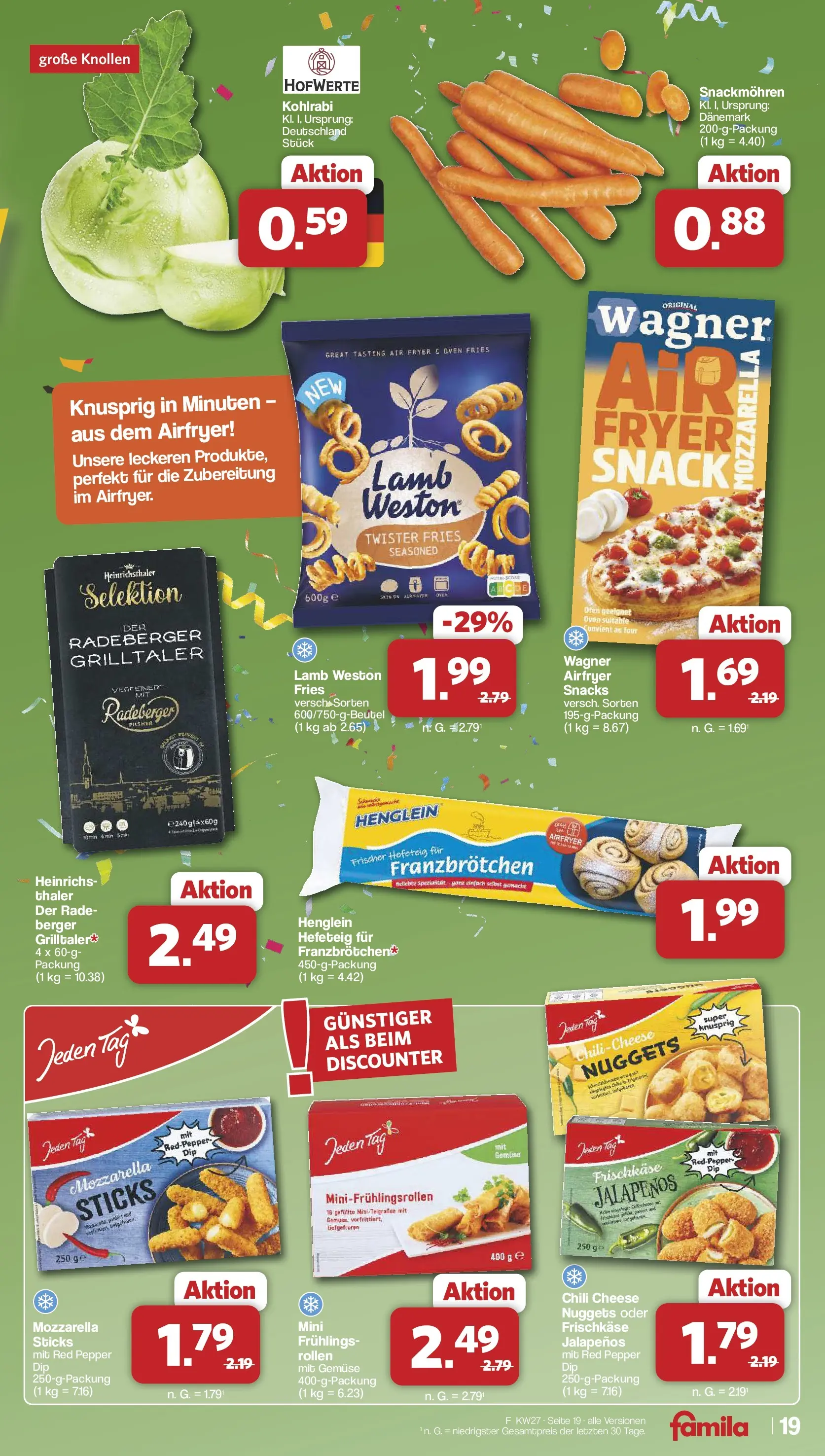 Famila Nordwest - Famila: Wochenangebote (ab 28.06.2026) zum Blättern | Seite: 19 | Produkte: Mozzarella, Kohlrabi, Gemüse, Frischkase