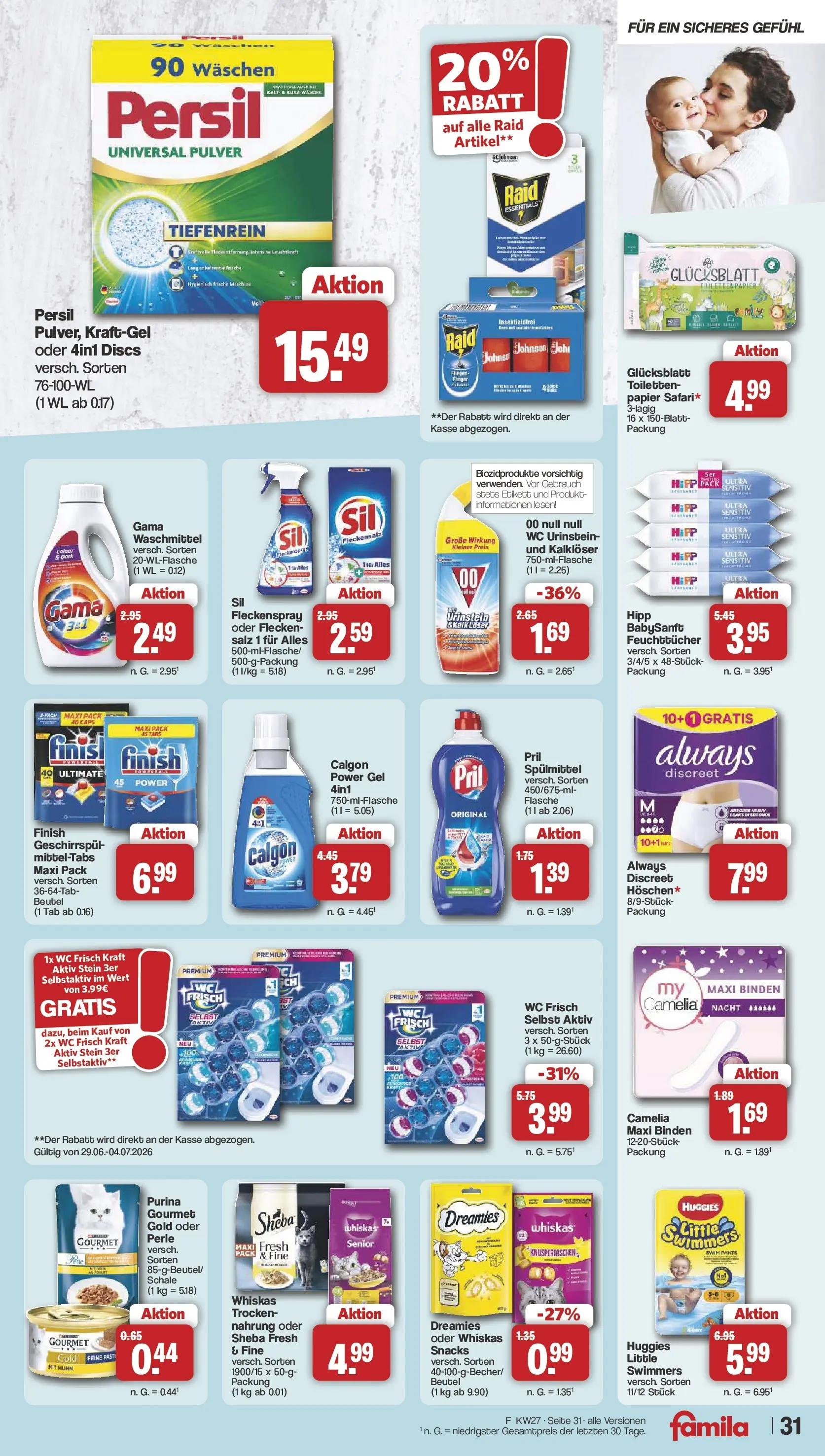 Famila Nordwest - Famila: Wochenangebote (ab 28.06.2026) zum Blättern | Seite: 31 | Produkte: Salz, Pril, Persil, Whiskas