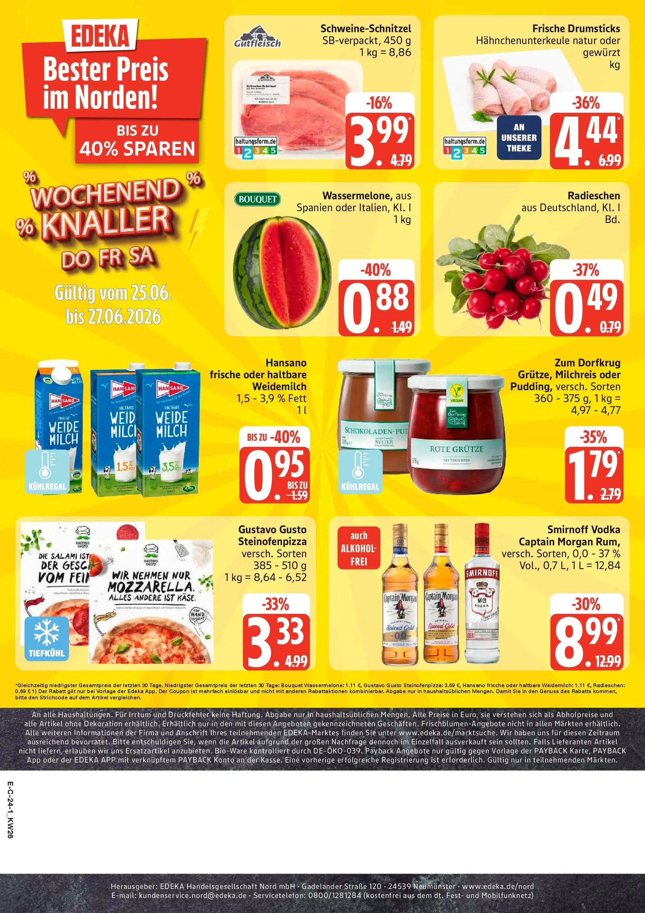 Edeka prospekt Bremervörde (ab 22.06.2026) » Angebote Online | Seite: 29 | Produkte: Gustavo gusto, Theke, Wassermelone, Captain morgan