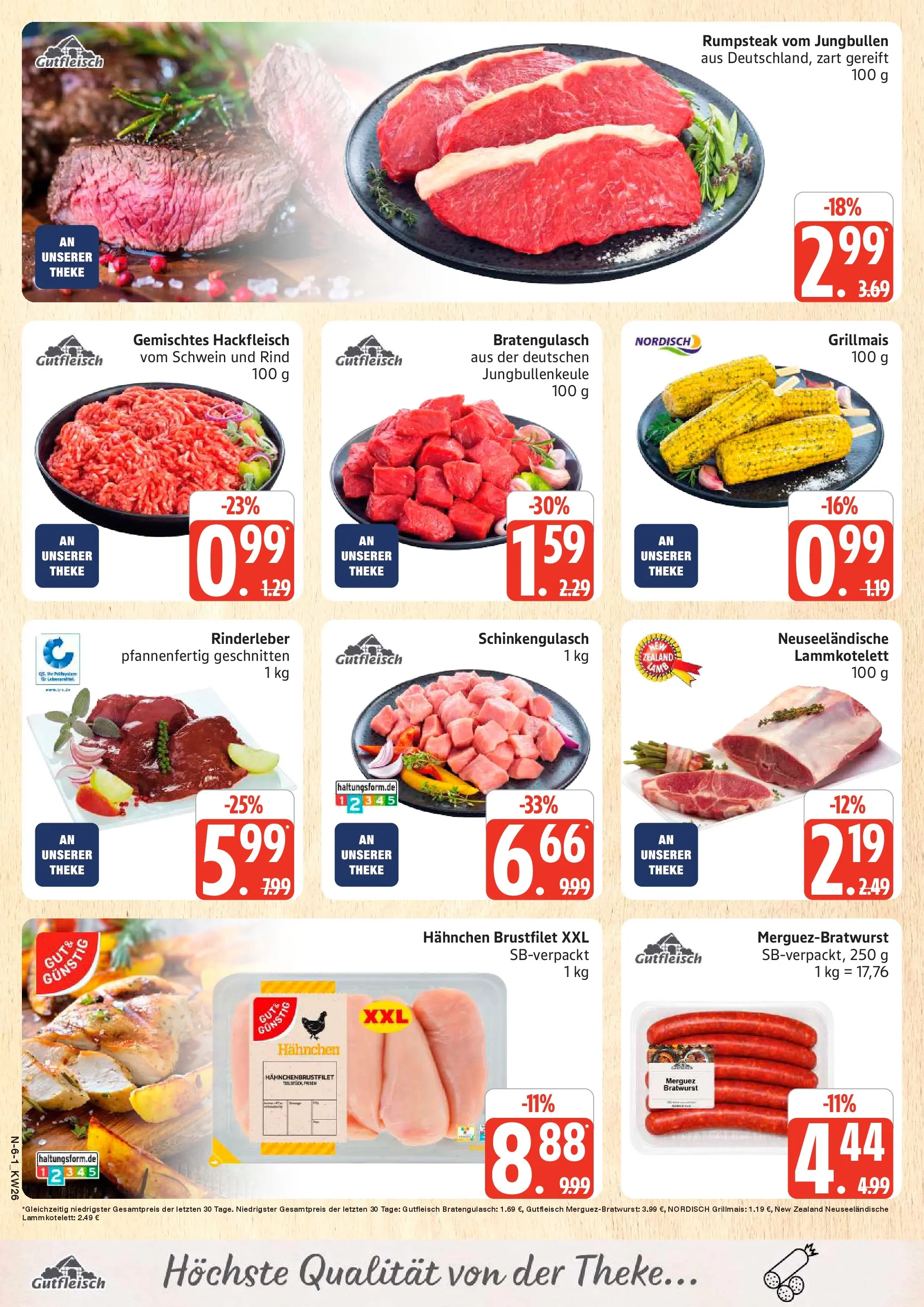 Edeka prospekt Schleswig (ab 22.06.2026) » Angebote Online | Seite: 6 | Produkte: Rumpsteak, Hahnchen, Theke, Hackfleisch
