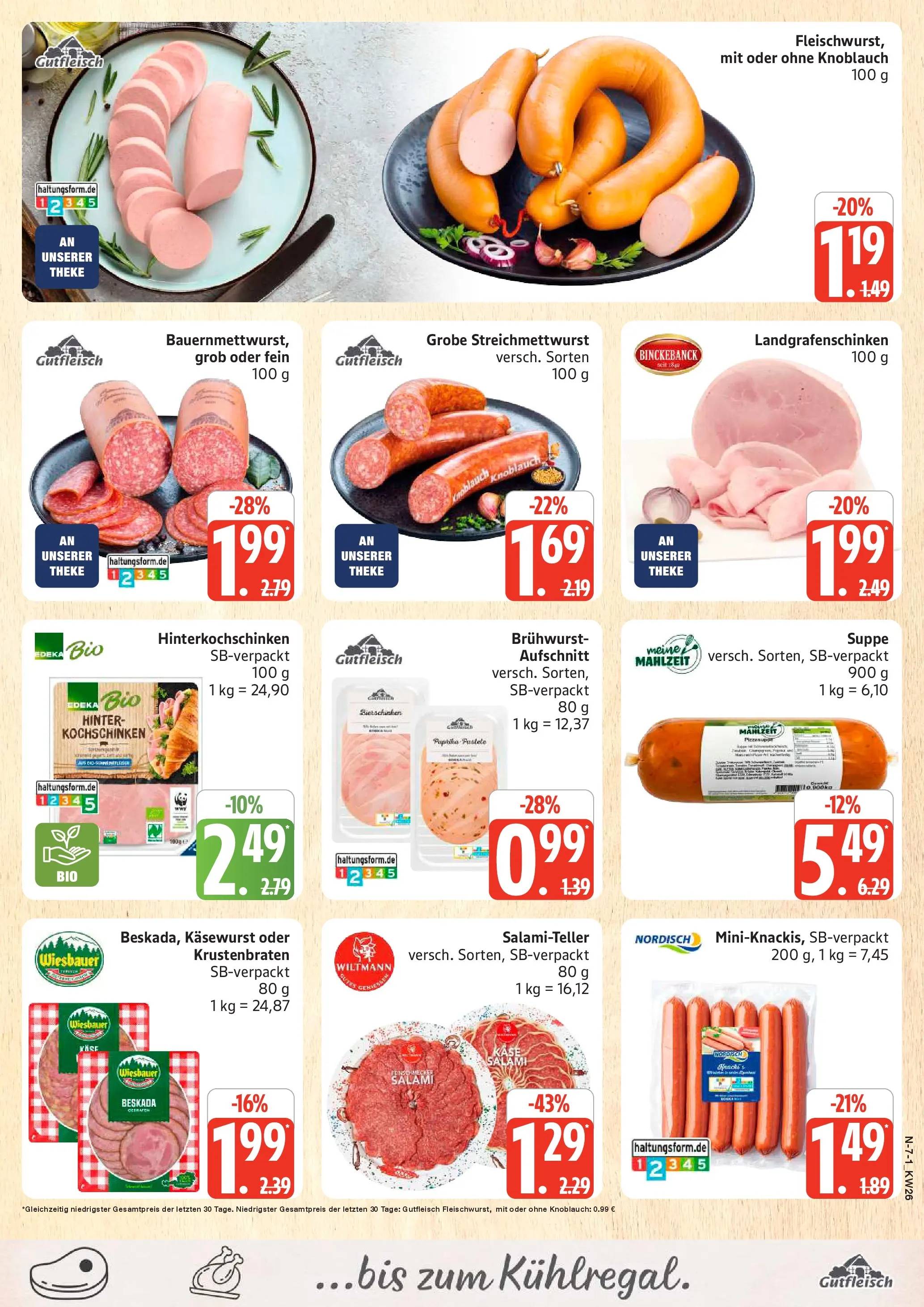 Edeka prospekt Schleswig (ab 22.06.2026) » Angebote Online | Seite: 7 | Produkte: Theke, Krustenbraten, Knoblauch, Salami