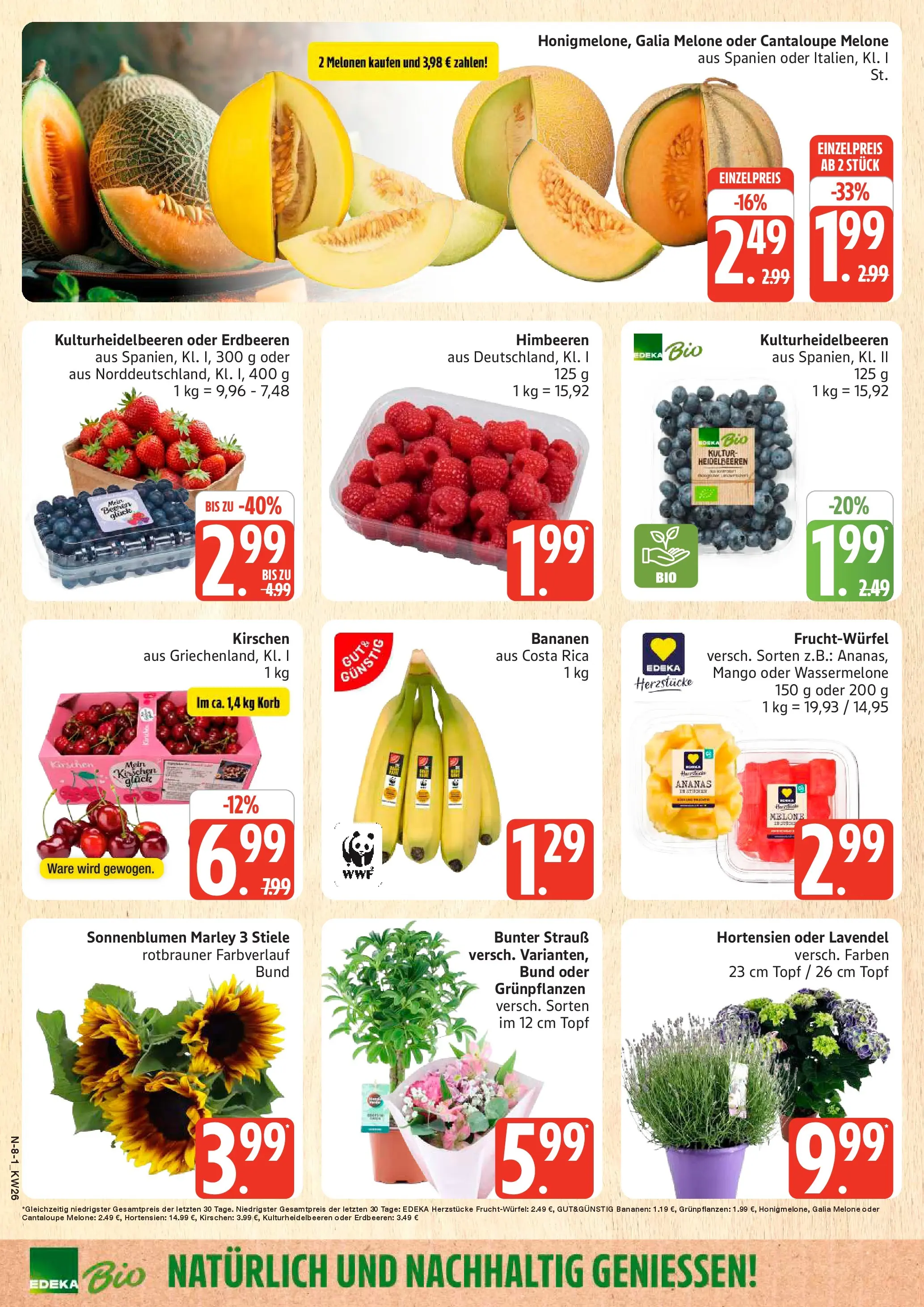 Edeka prospekt Schleswig (ab 22.06.2026) » Angebote Online | Seite: 8 | Produkte: Himbeeren, Korb, Ananas, Melone