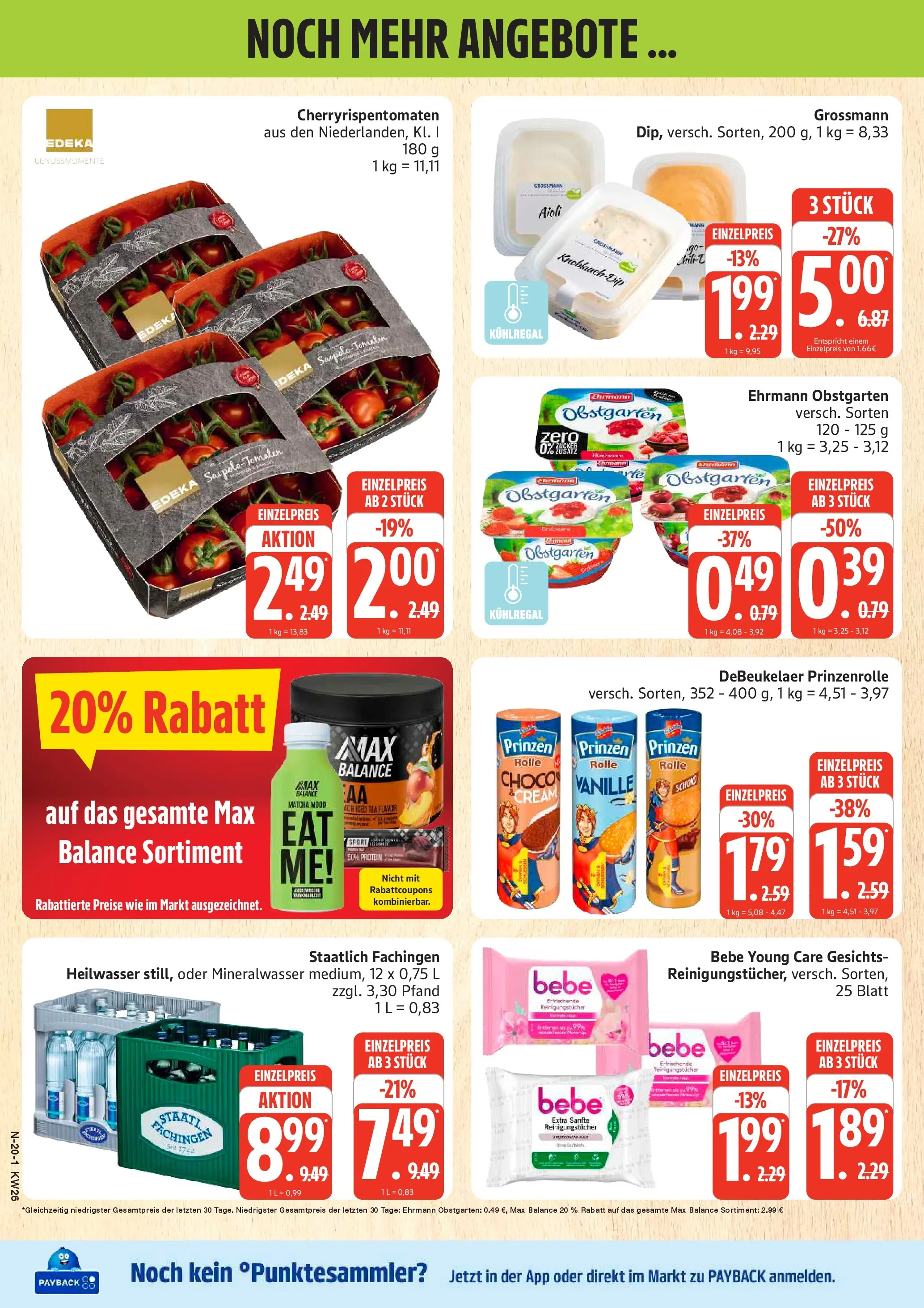 Edeka prospekt Schleswig (ab 22.06.2026) » Angebote Online | Seite: 20 | Produkte: Staatl fachingen, Mineralwasser, Reinigungstücher