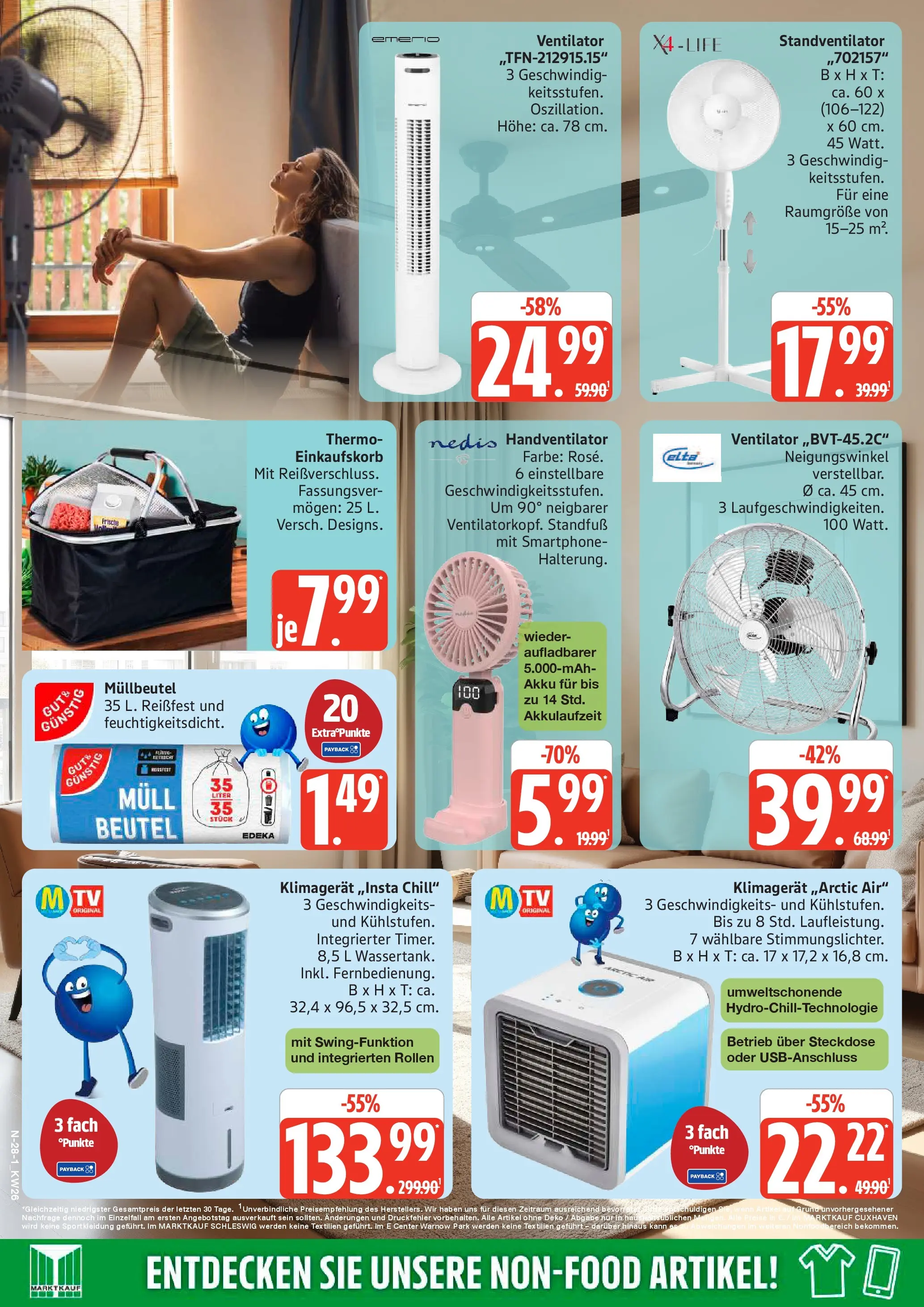 Edeka prospekt Schleswig (ab 22.06.2026) » Angebote Online | Seite: 28 | Produkte: Ventilator, Steckdose, Klimagerät, Smartphone