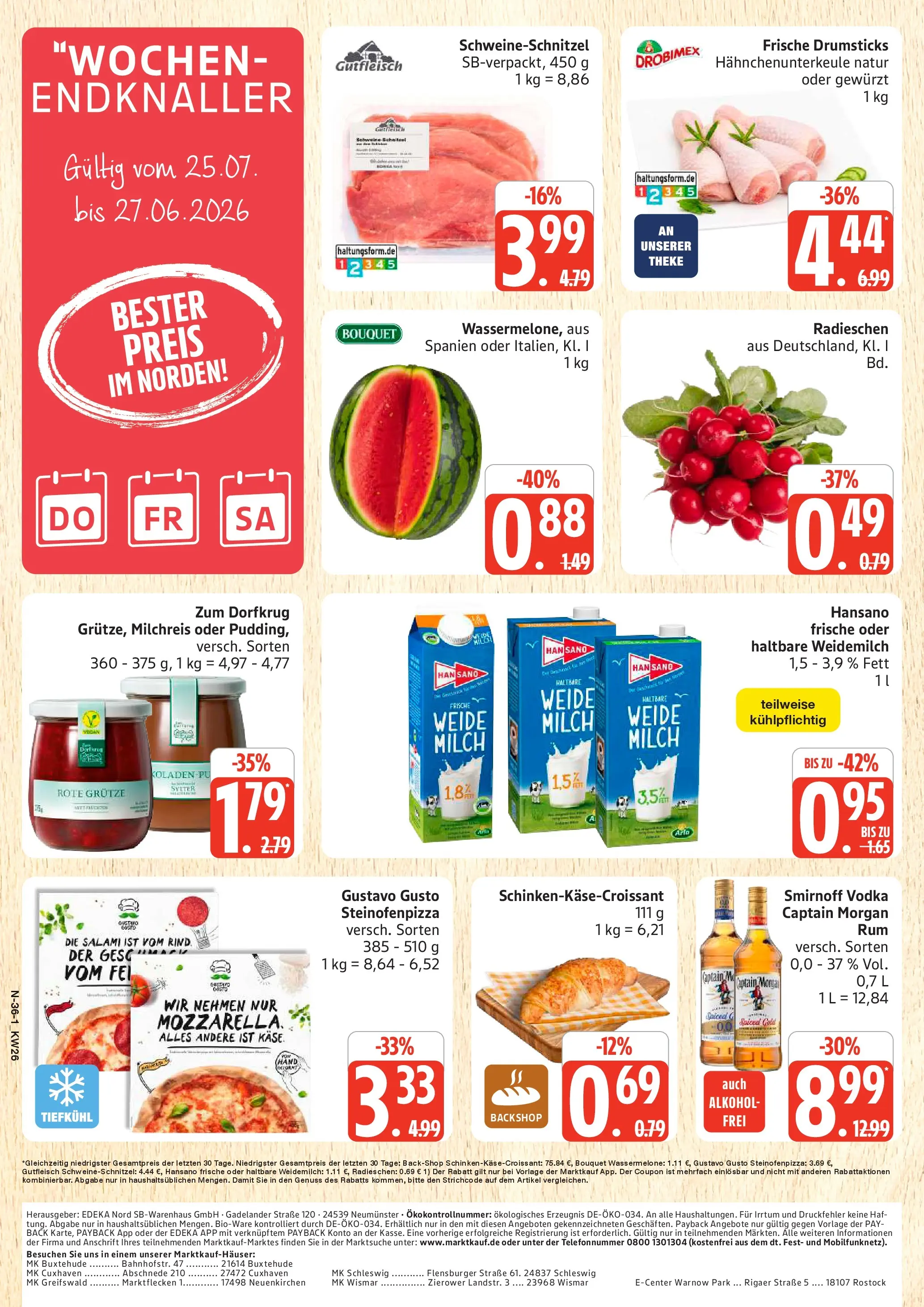 Edeka prospekt Schleswig (ab 22.06.2026) » Angebote Online | Seite: 36 | Produkte: Gustavo gusto, Käse, Schnitzel, Wassermelone