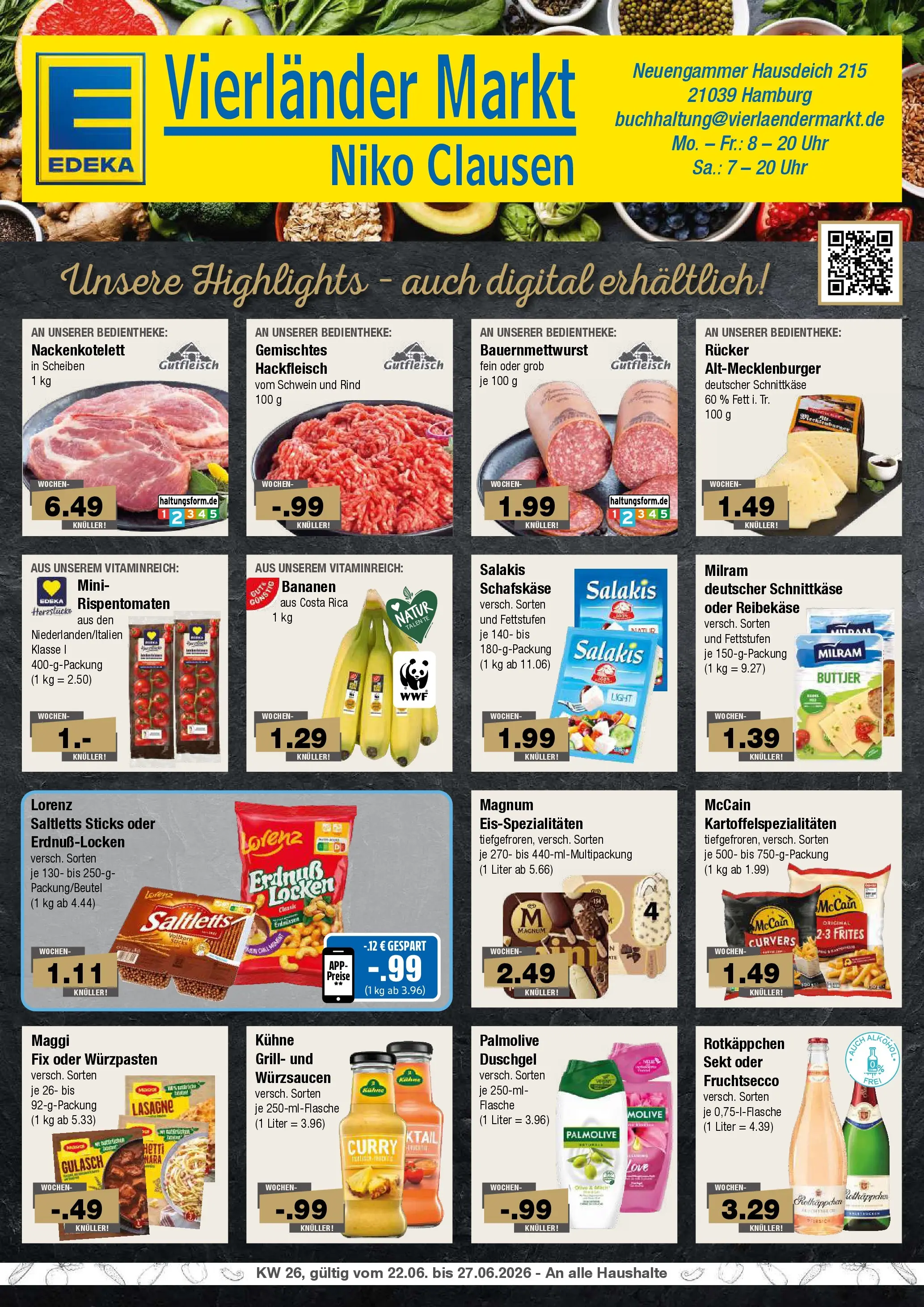 Edeka prospekt Hamburg (ab 22.06.2026) » Angebote Online | Seite: 1 | Produkte: Grill, Fruchtsecco, Gulasch, Salakis