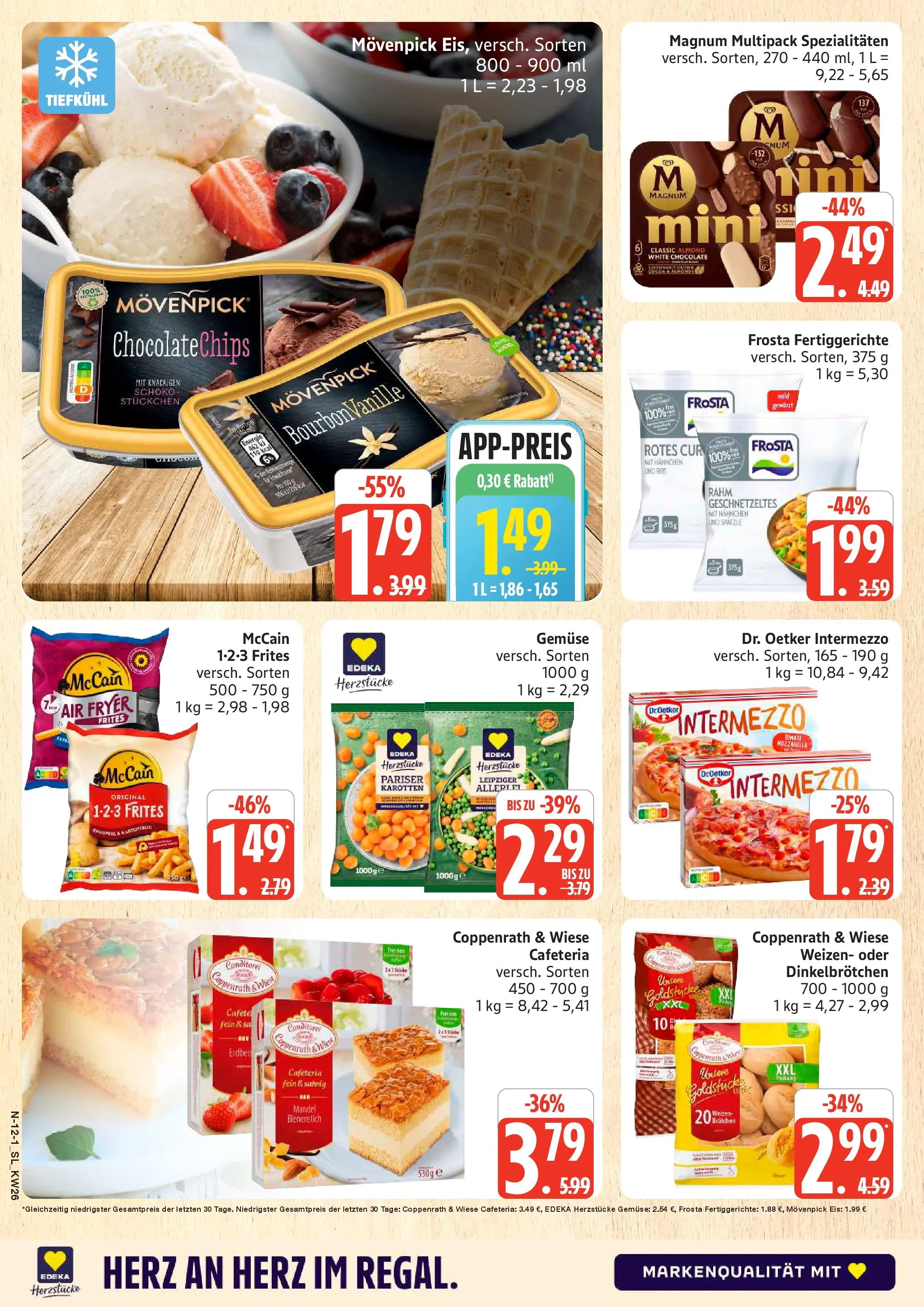Edeka prospekt Schleswig (ab 22.06.2026) » Angebote Online | Seite: 12 | Produkte: McCain, Frosta, Fertiggerichte, Eis