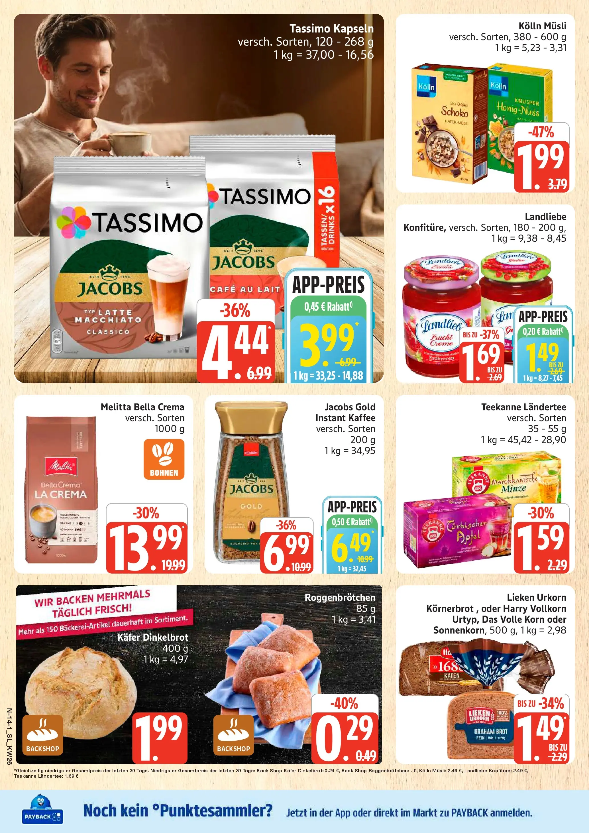 Edeka prospekt Schleswig (ab 22.06.2026) » Angebote Online | Seite: 14 | Produkte: Melitta, Kolln, Brot, Tassimo