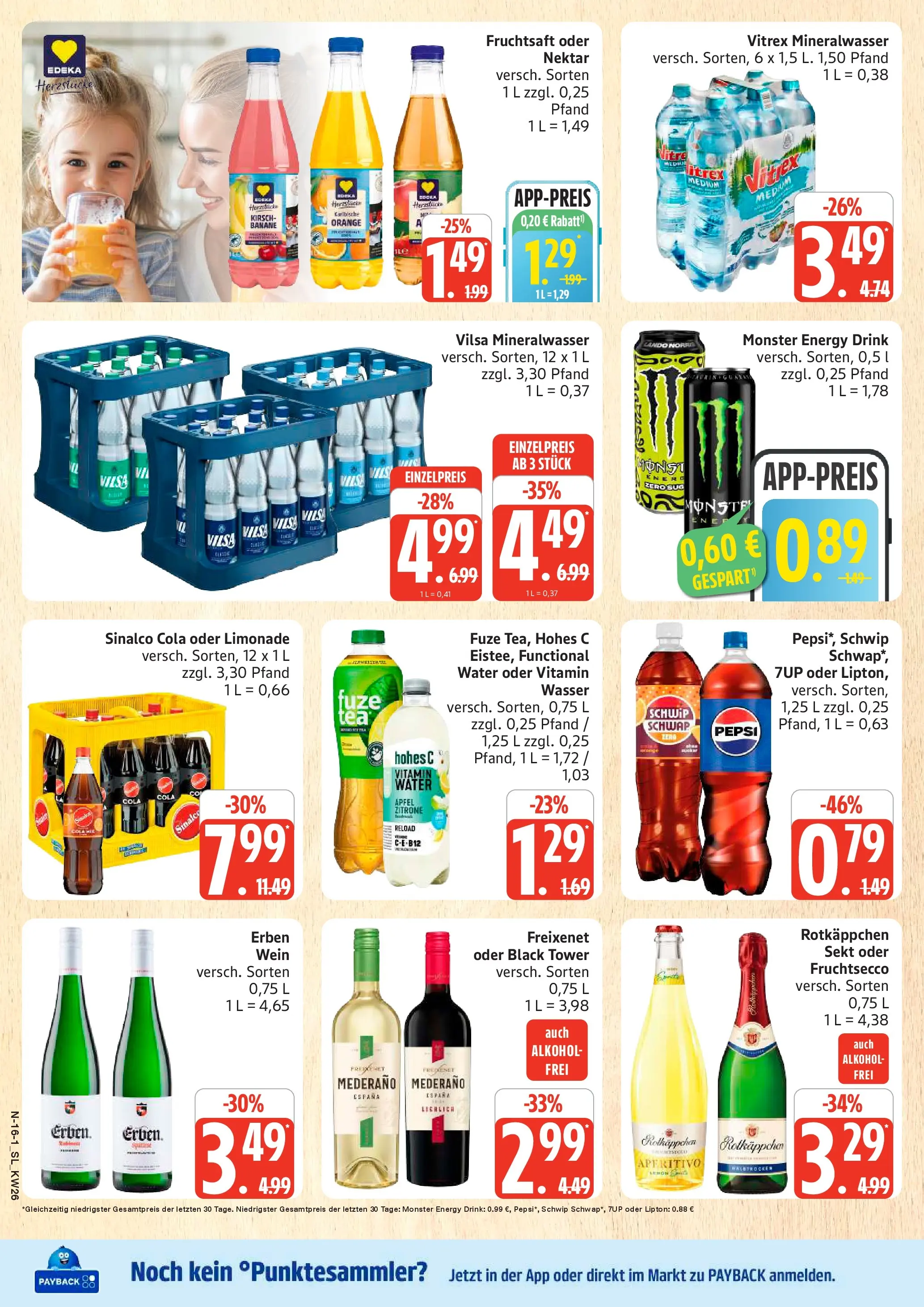 Edeka prospekt Schleswig (ab 22.06.2026) » Angebote Online | Seite: 16 | Produkte: Limonade, Zitrone, Rotkäppchen, Hohes c