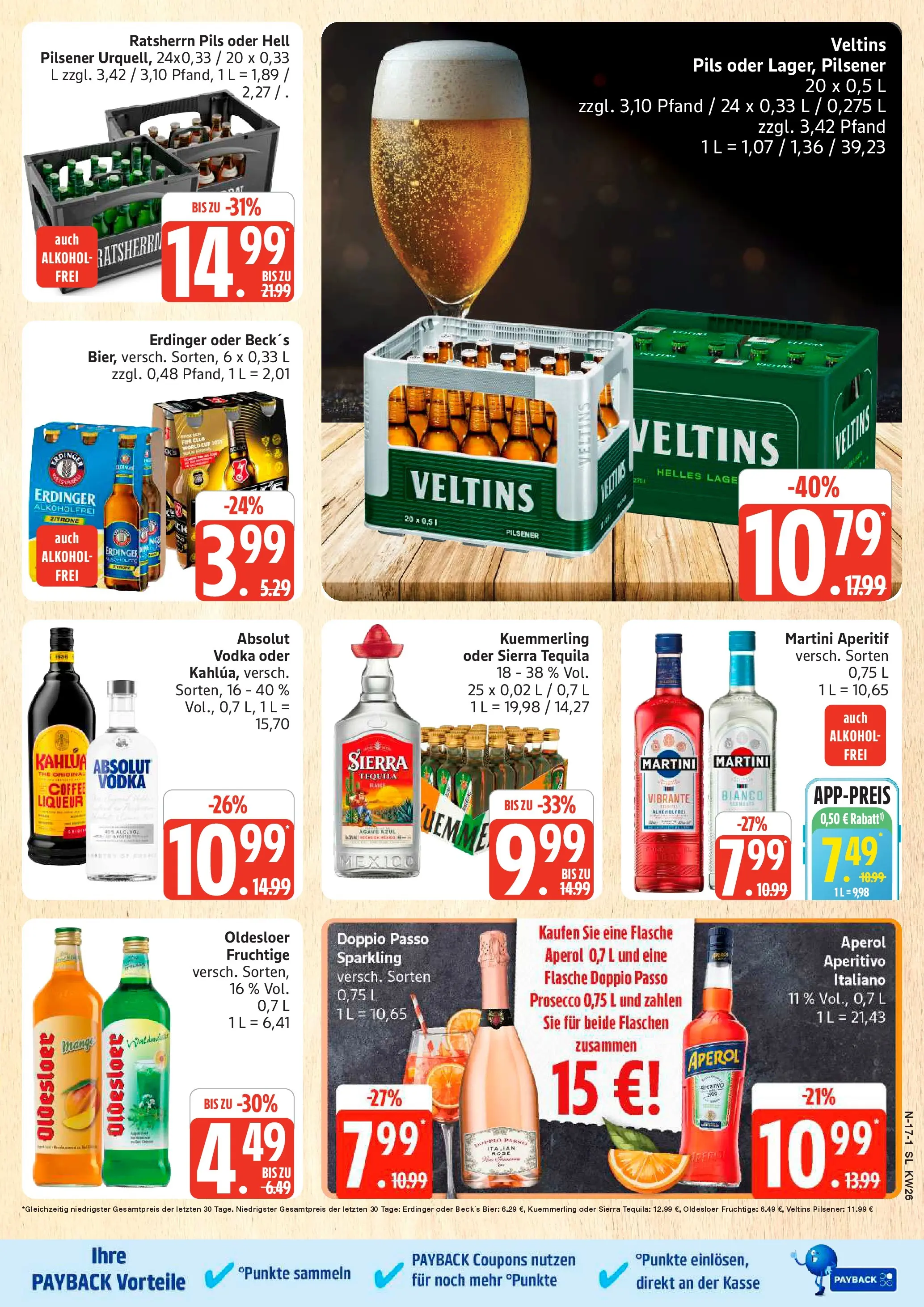 Edeka prospekt Schleswig (ab 22.06.2026) » Angebote Online | Seite: 17 | Produkte: Tequila, Kuemmerling, Zitrone, Doppio Passo