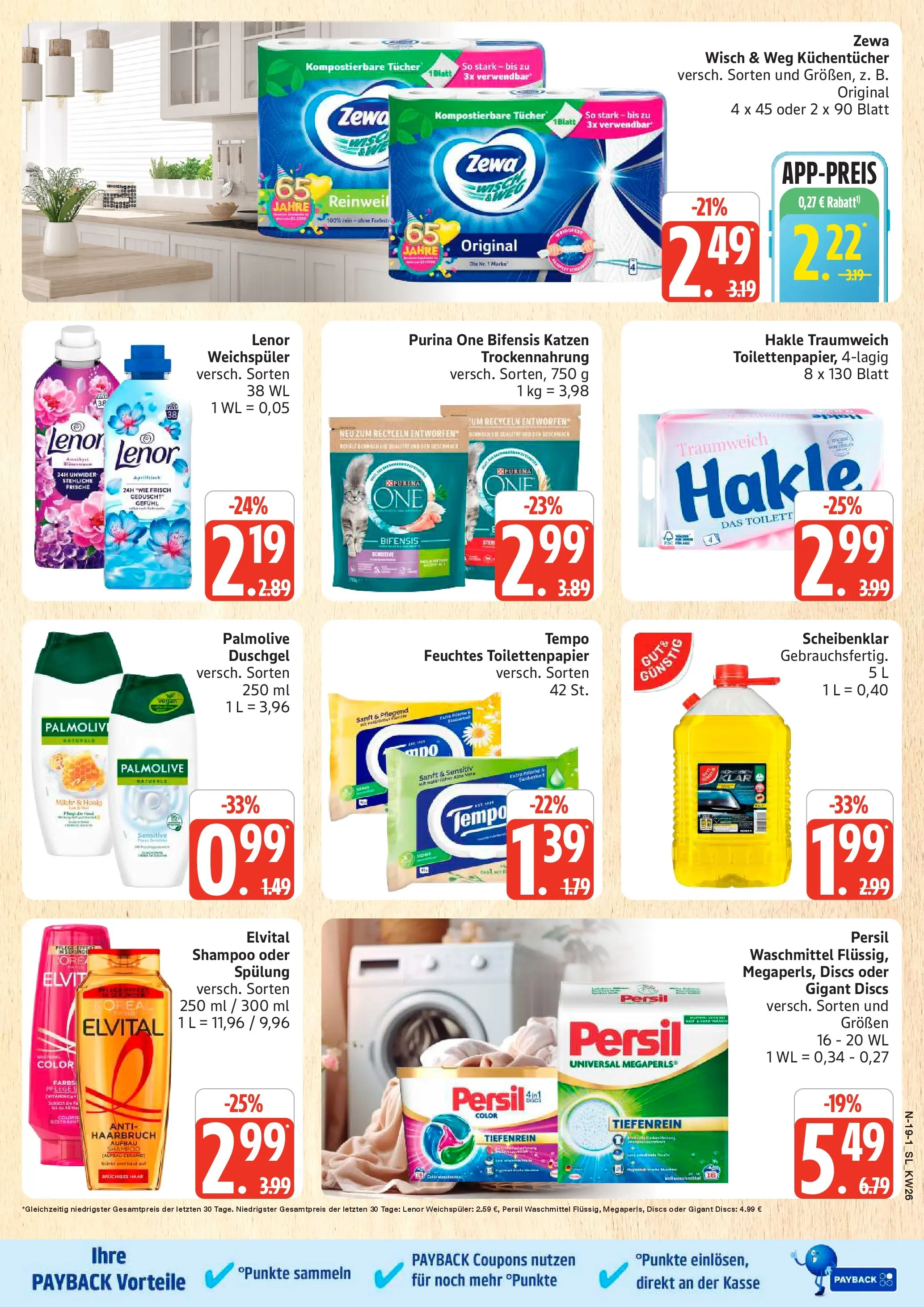 Edeka prospekt Schleswig (ab 22.06.2026) » Angebote Online | Seite: 19 | Produkte: Lenor, Weichspüler, Tempo, Persil