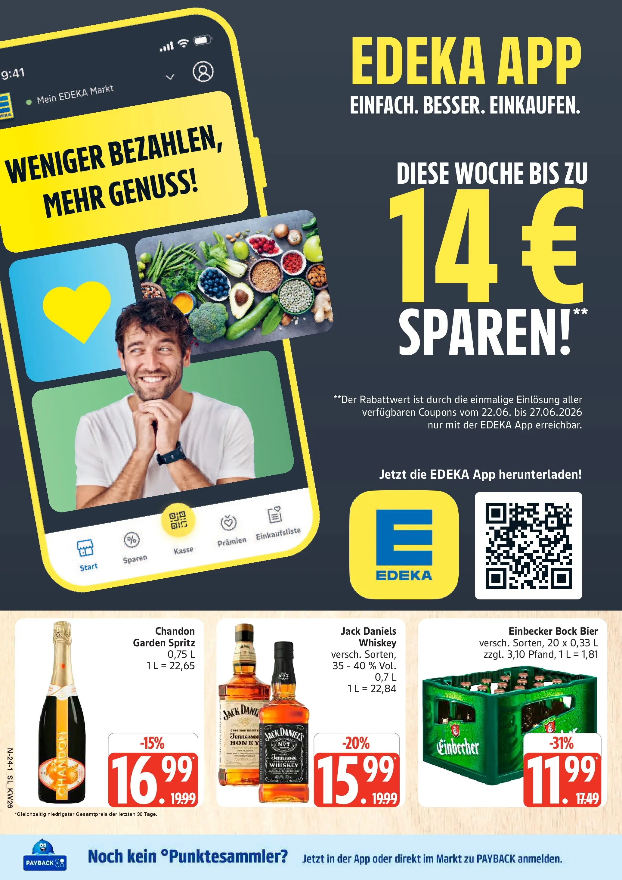 Edeka prospekt Schleswig (ab 22.06.2026) » Angebote Online | Seite: 24 | Produkte: Bier, Jack Daniel's, Whiskey