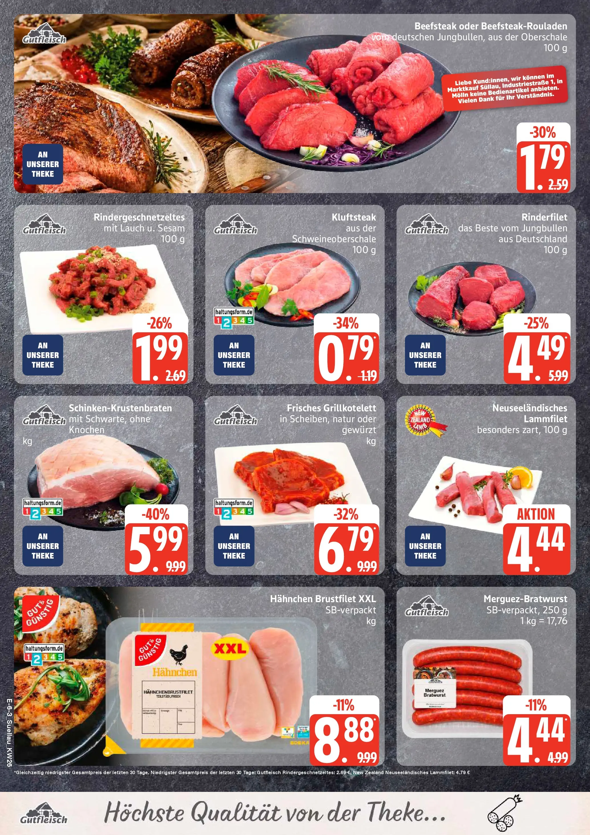 Edeka prospekt Lübeck (ab 22.06.2026) » Angebote Online | Seite: 6 | Produkte: Hahnchen, Theke, Rinderfilet, Bratwurst