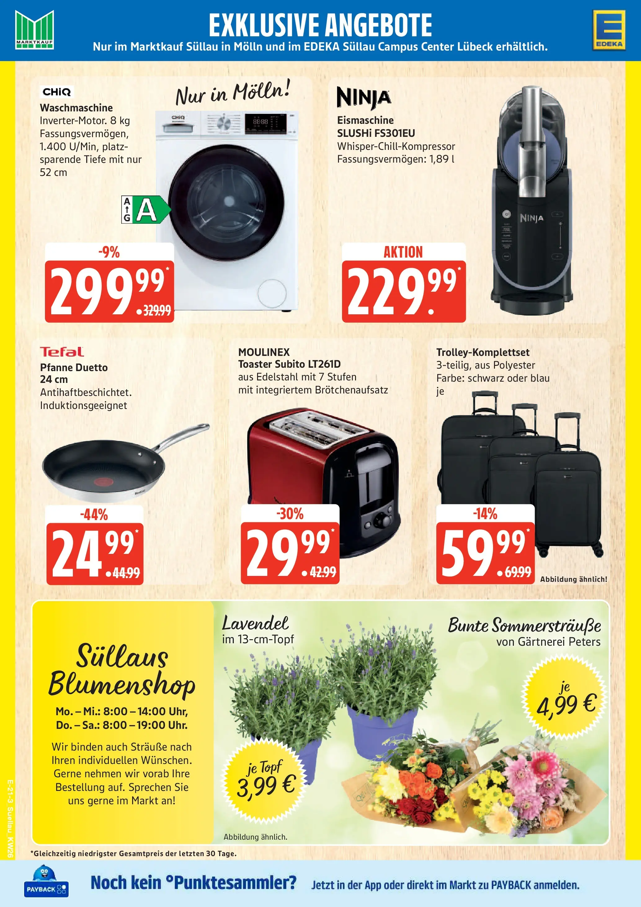 Edeka prospekt Lübeck (ab 22.06.2026) » Angebote Online | Seite: 26 | Produkte: Toaster, Waschmaschine, Lavendel