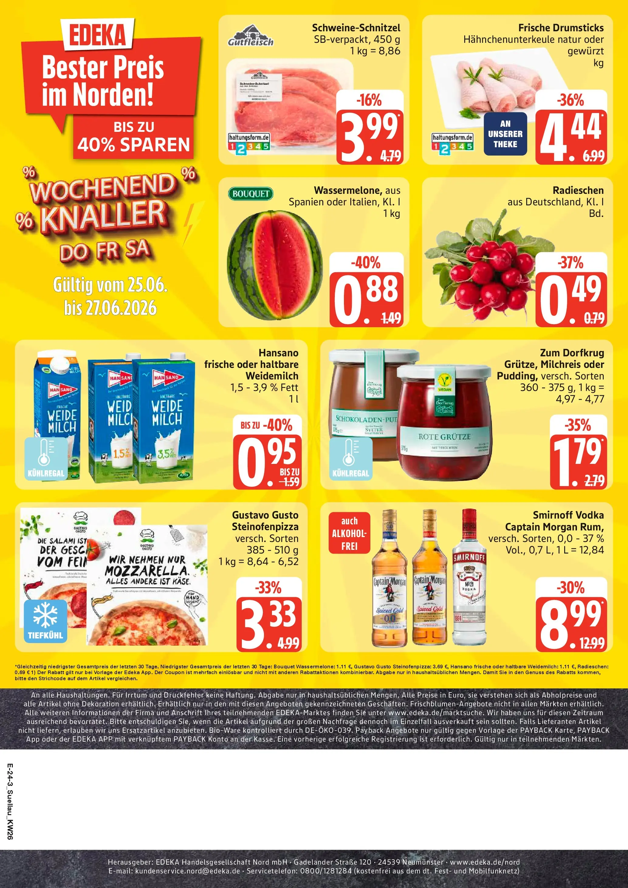 Edeka prospekt Lübeck (ab 22.06.2026) » Angebote Online | Seite: 30 | Produkte: Smirnoff, Captain morgan, Salami, Vodka