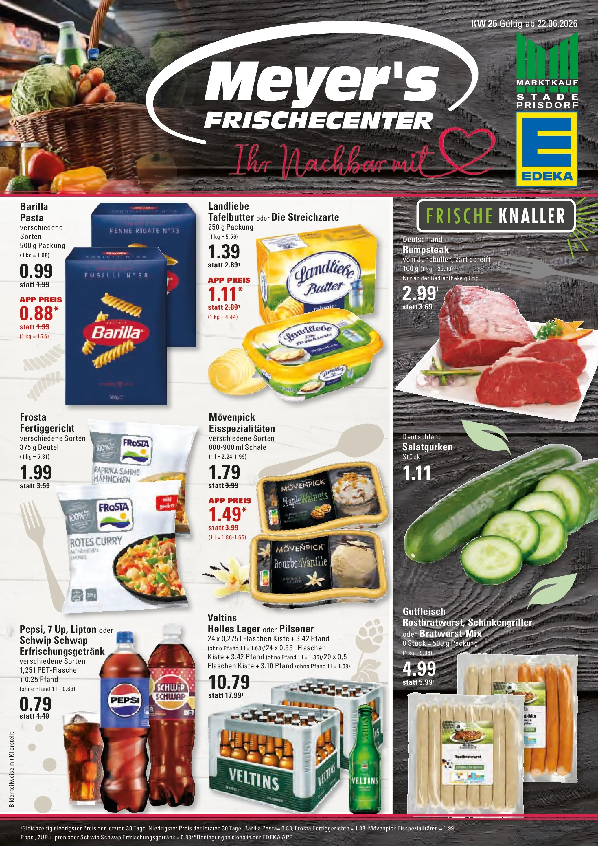 Edeka prospekt Stade (ab 22.06.2026) » Angebote Online | Seite: 1 | Produkte: Butter, Frosta, Paprika, Sahne