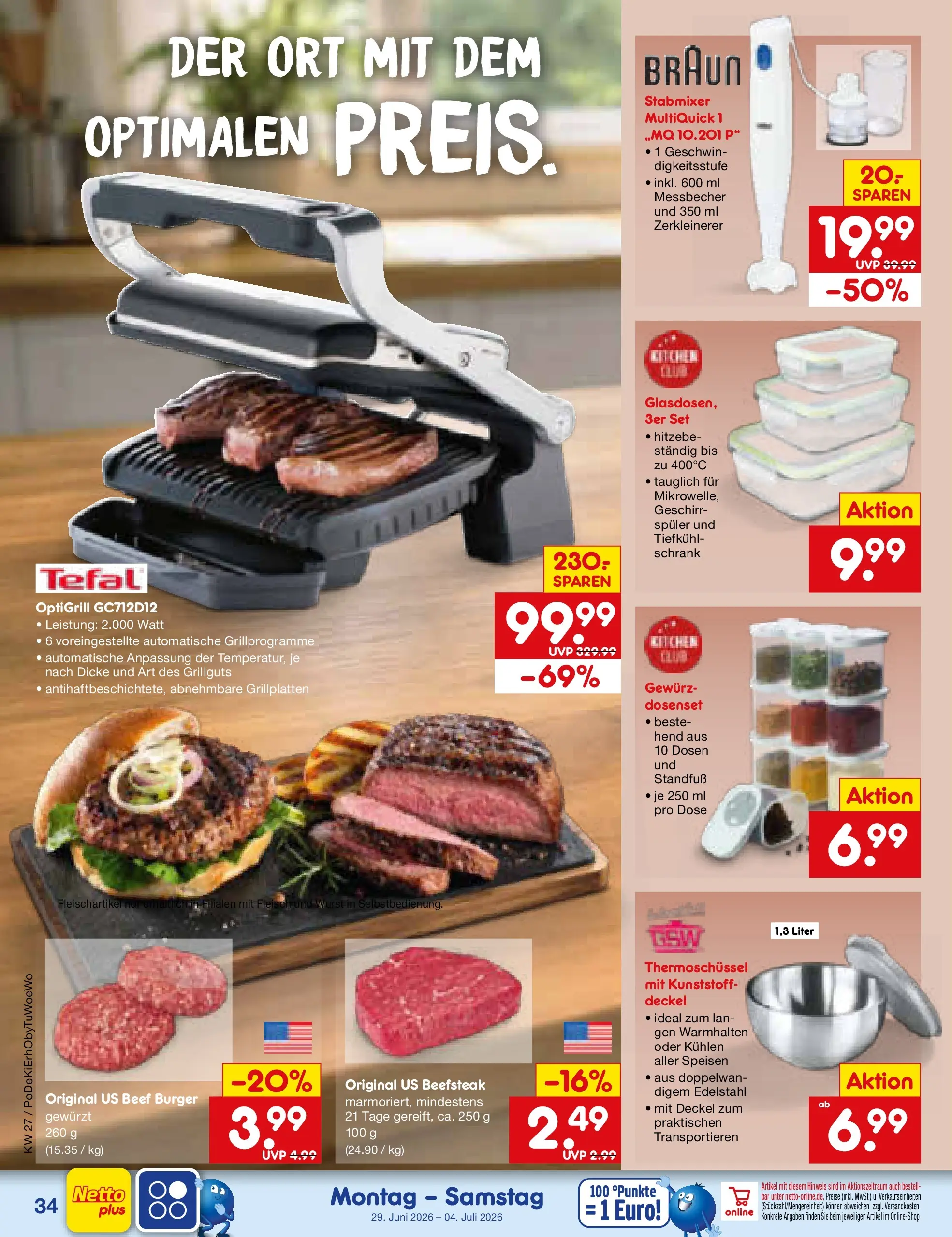 Netto Marken-Discount Prospekt Metten (ab 29.06.2026) » Angebote | Seite: 52 | Produkte: Schrank, Burger, Wurst, Stabmixer