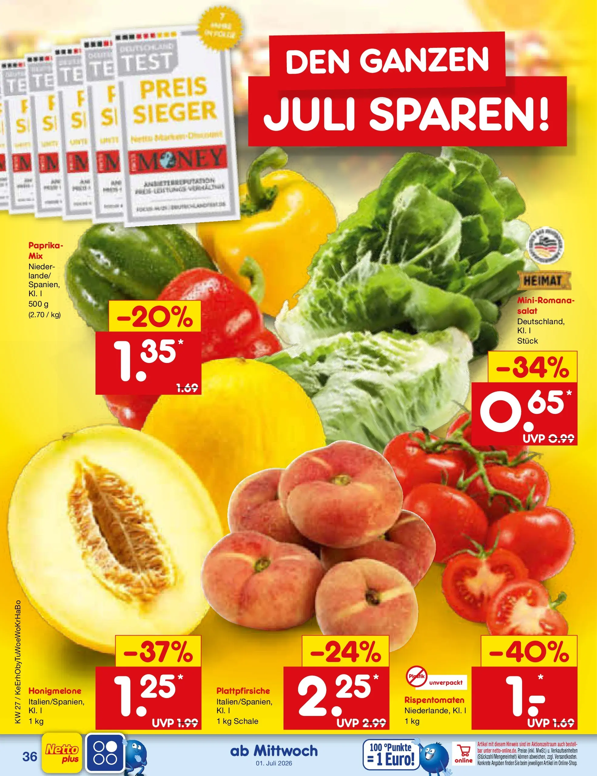 Netto Marken-Discount Prospekt Metten (ab 29.06.2026) » Angebote | Seite: 54 | Produkte: Honigmelone, Paprika, Salat