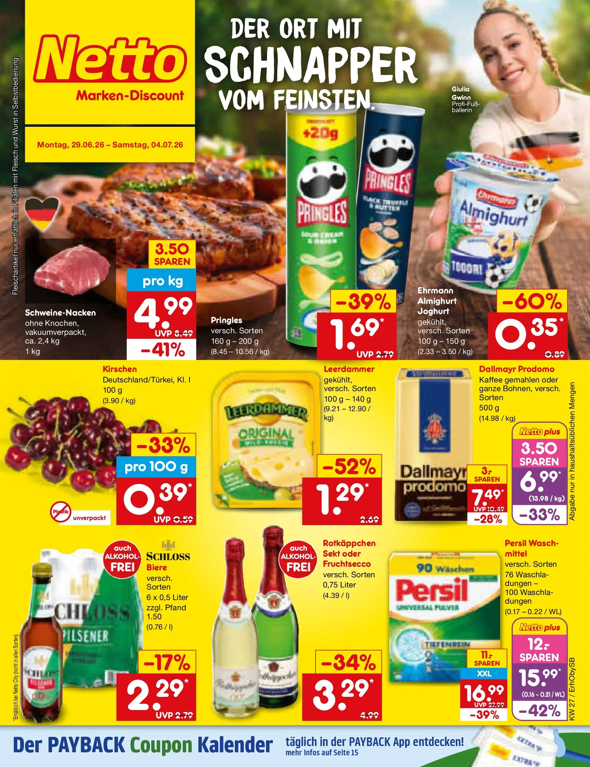 Netto Marken-Discount Prospekt Metten (ab 29.06.2026) » Angebote | Seite: 1 | Produkte: Joghurt, Kaffee, Rotkäppchen, Persil