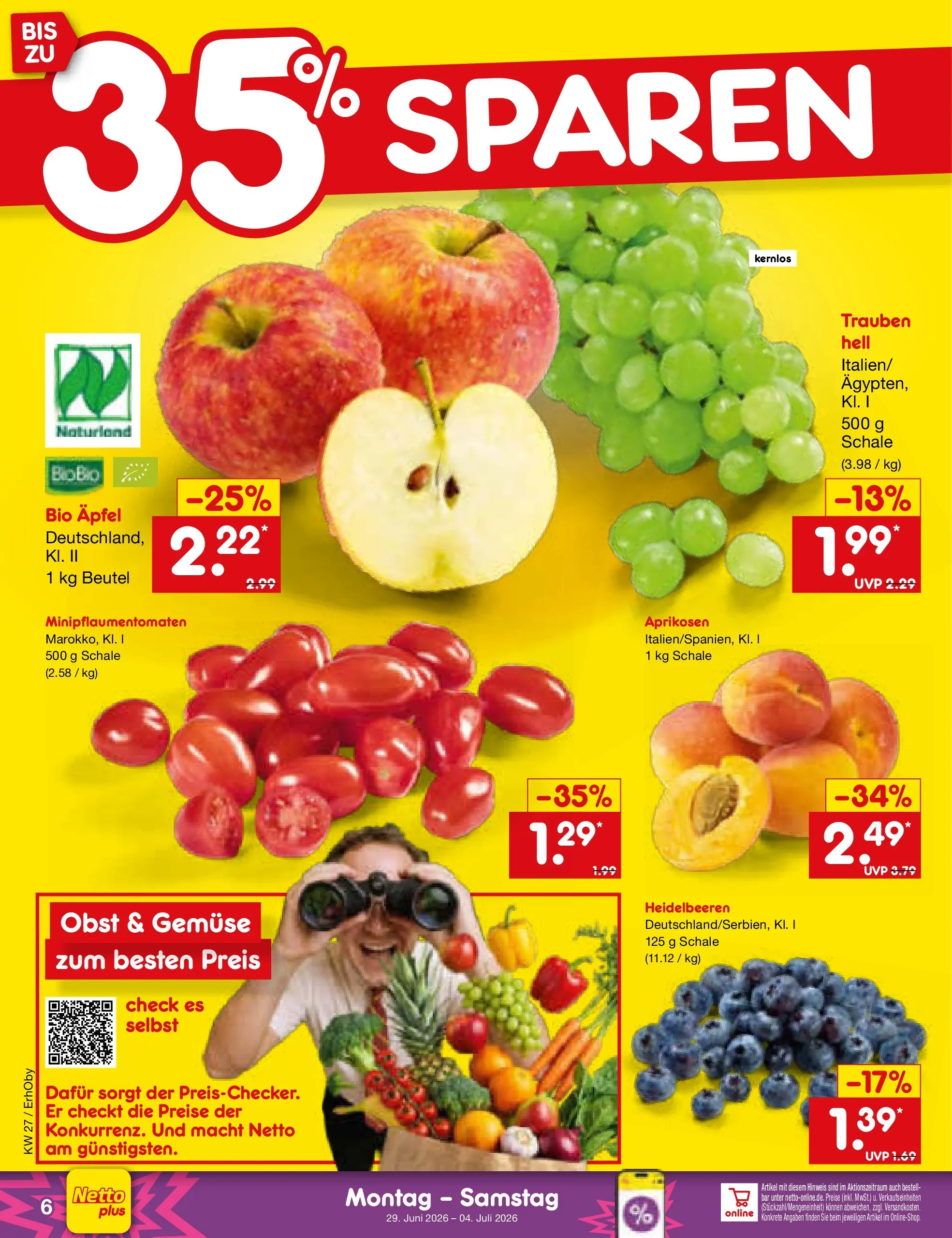 Netto Marken-Discount Prospekt Metten (ab 29.06.2026) » Angebote | Seite: 8 | Produkte: Äpfel, Heidelbeeren, Gemüse, Obst