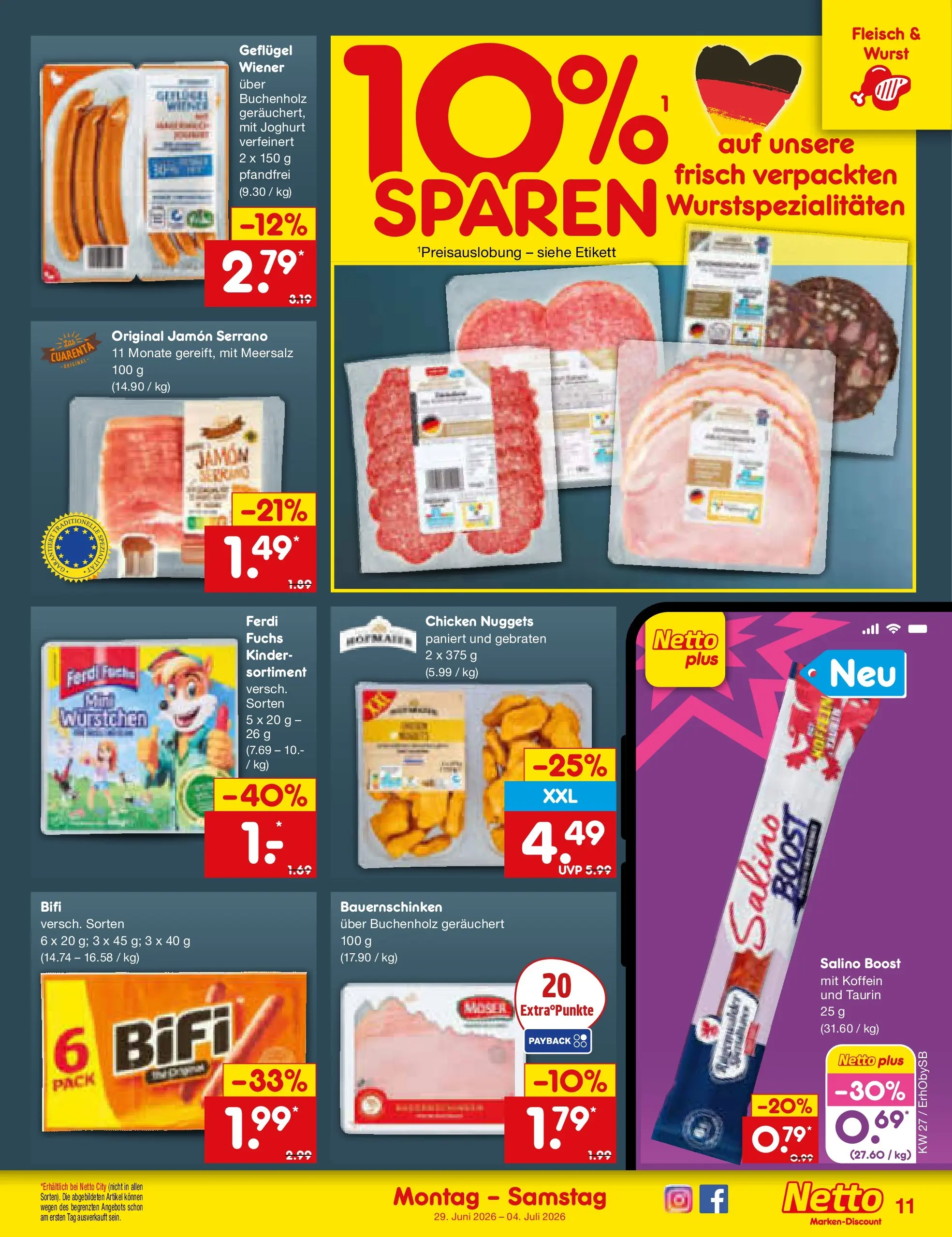 Netto Marken-Discount Prospekt Metten (ab 29.06.2026) » Angebote | Seite: 15 | Produkte: Joghurt, Bifi, Wurst, Fleisch