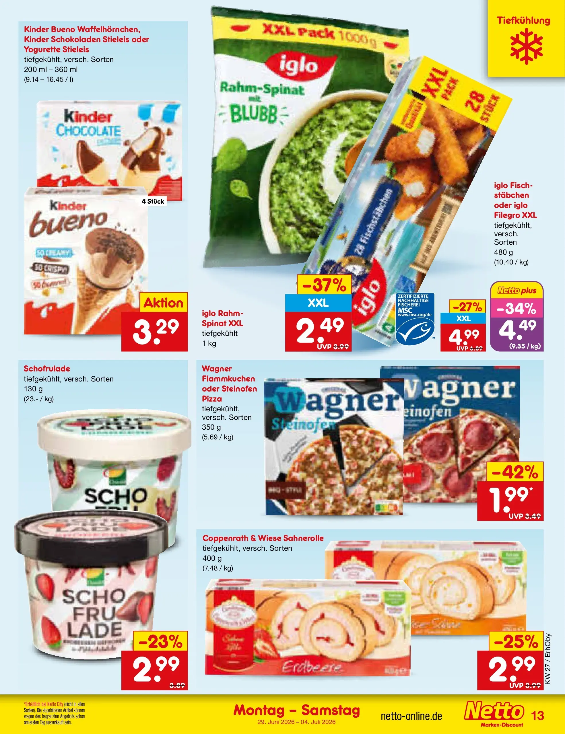 Netto Marken-Discount Prospekt Metten (ab 29.06.2026) » Angebote | Seite: 17 | Produkte: Yogurette, Iglo, Fisch, Fischstabchen