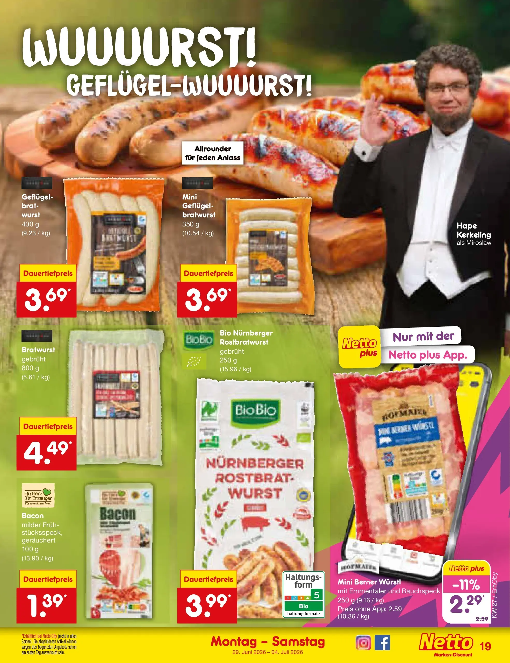 Netto Marken-Discount Prospekt Metten (ab 29.06.2026) » Angebote | Seite: 27 | Produkte: Würstl, Bratwurst, Wurst
