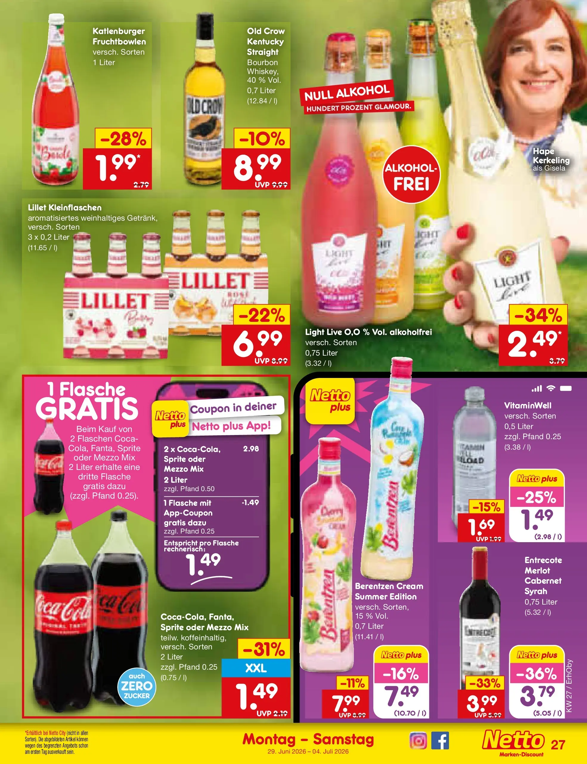 Netto Marken-Discount Prospekt Metten (ab 29.06.2026) » Angebote | Seite: 39 | Produkte: Sprite, Merlot, Zucker, Bourbon