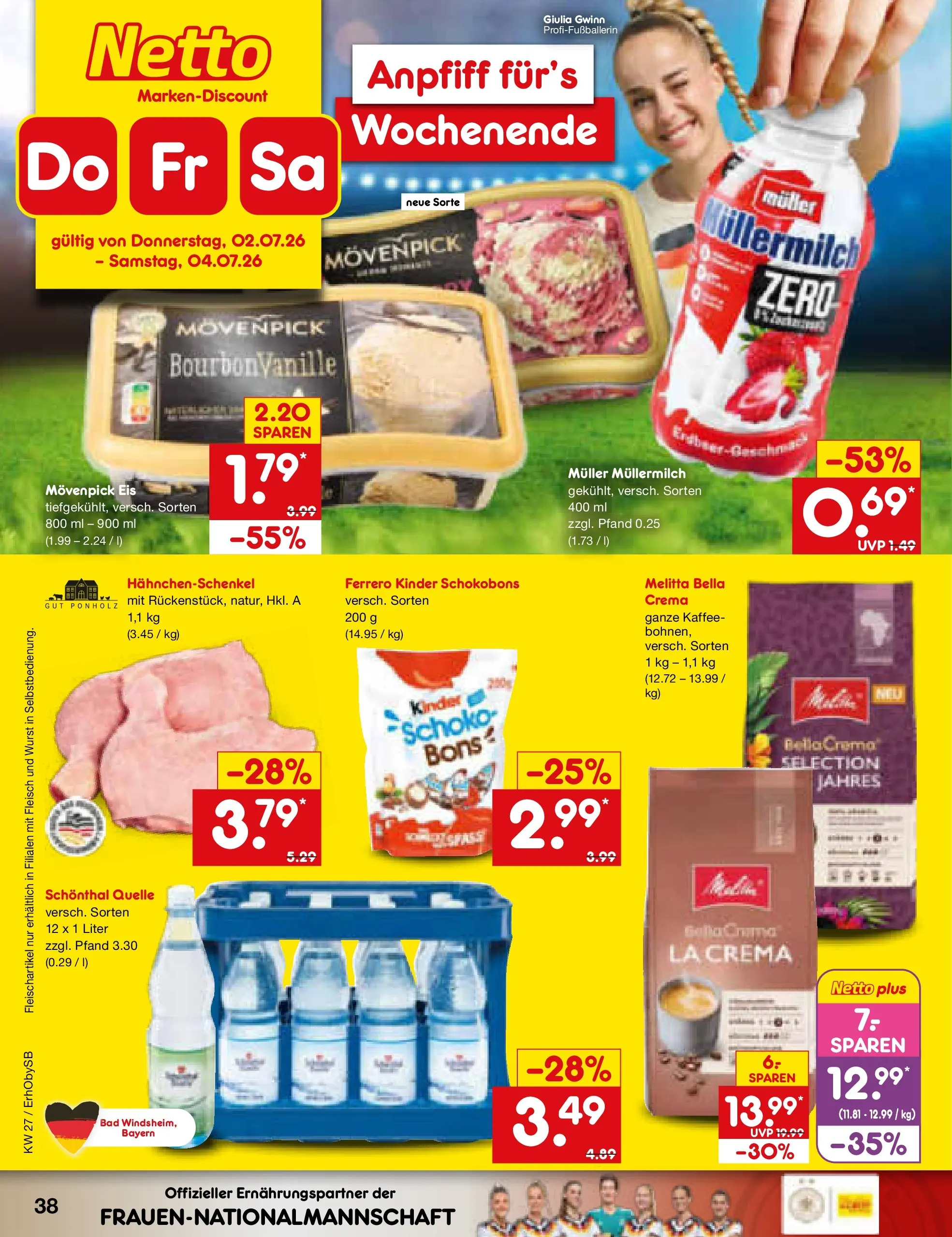 Netto Marken-Discount Prospekt Metten (ab 29.06.2026) » Angebote | Seite: 56 | Produkte: Hahnchenschenkel, Kaffee, Fleisch, Eis