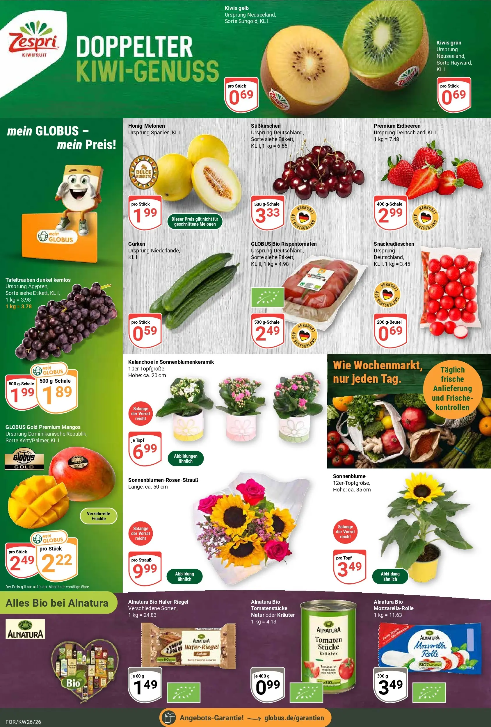 Globus Prospekt Forchheim (ab 21.06.2026) » Angebote online | Seite: 4 | Produkte: Mozzarella, Tomaten, Erdbeeren, Gurken