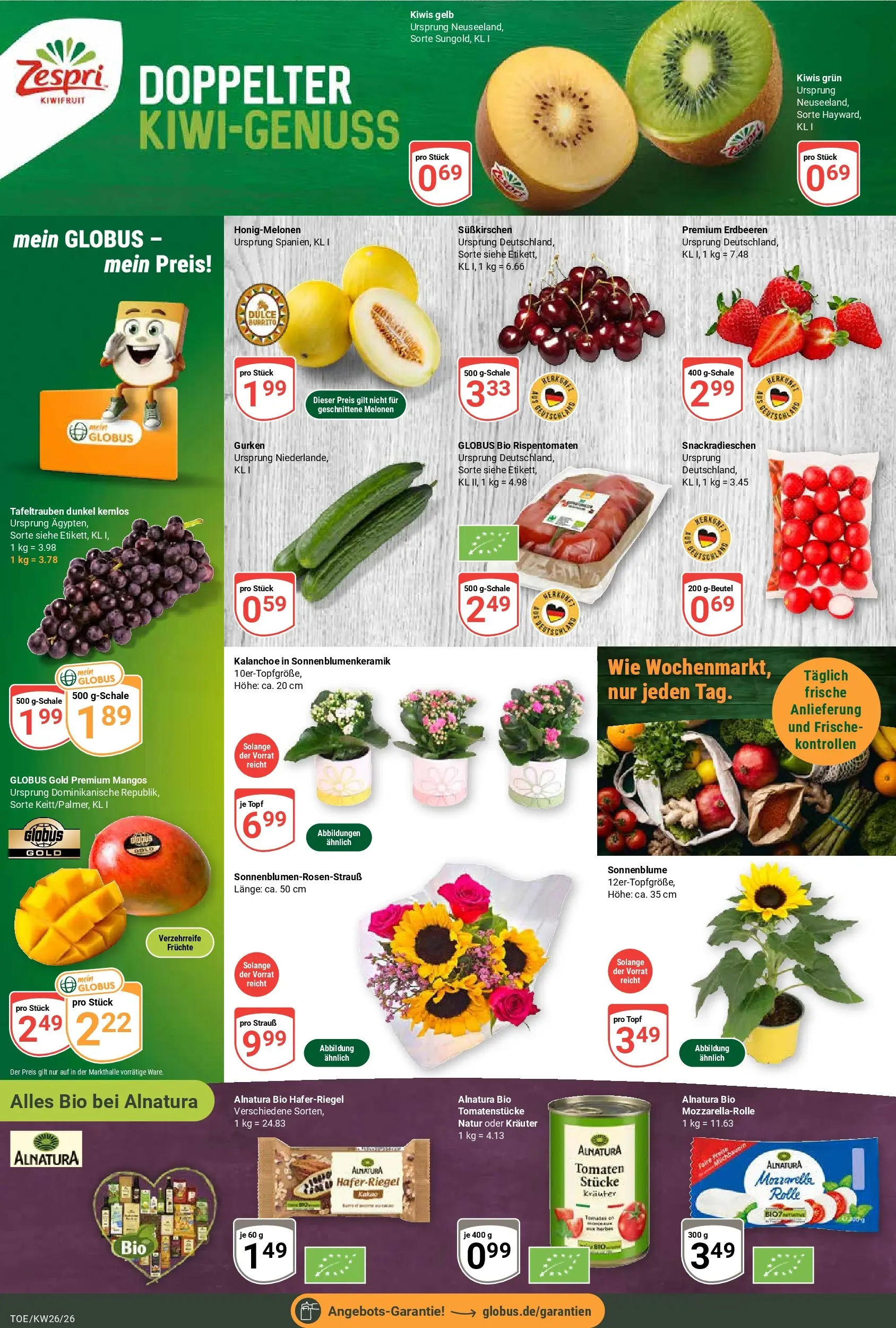 Globus Prospekt Tönisvorst (ab 21.06.2026) » Angebote online | Seite: 4 | Produkte: Mozzarella, Tomaten, Erdbeeren, Gurken