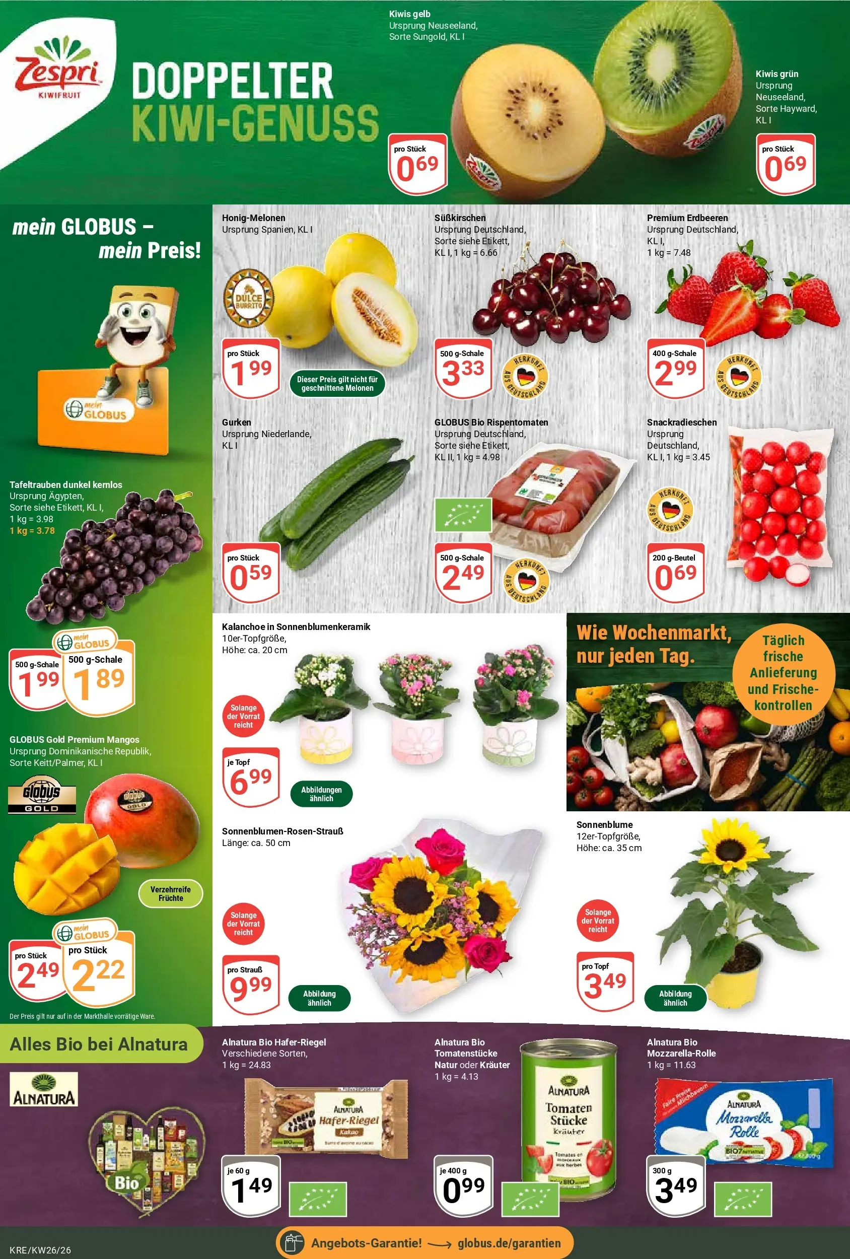 Globus Prospekt Krefeld (ab 21.06.2026) » Angebote online | Seite: 4 | Produkte: Mozzarella, Tomaten, Erdbeeren, Gurken