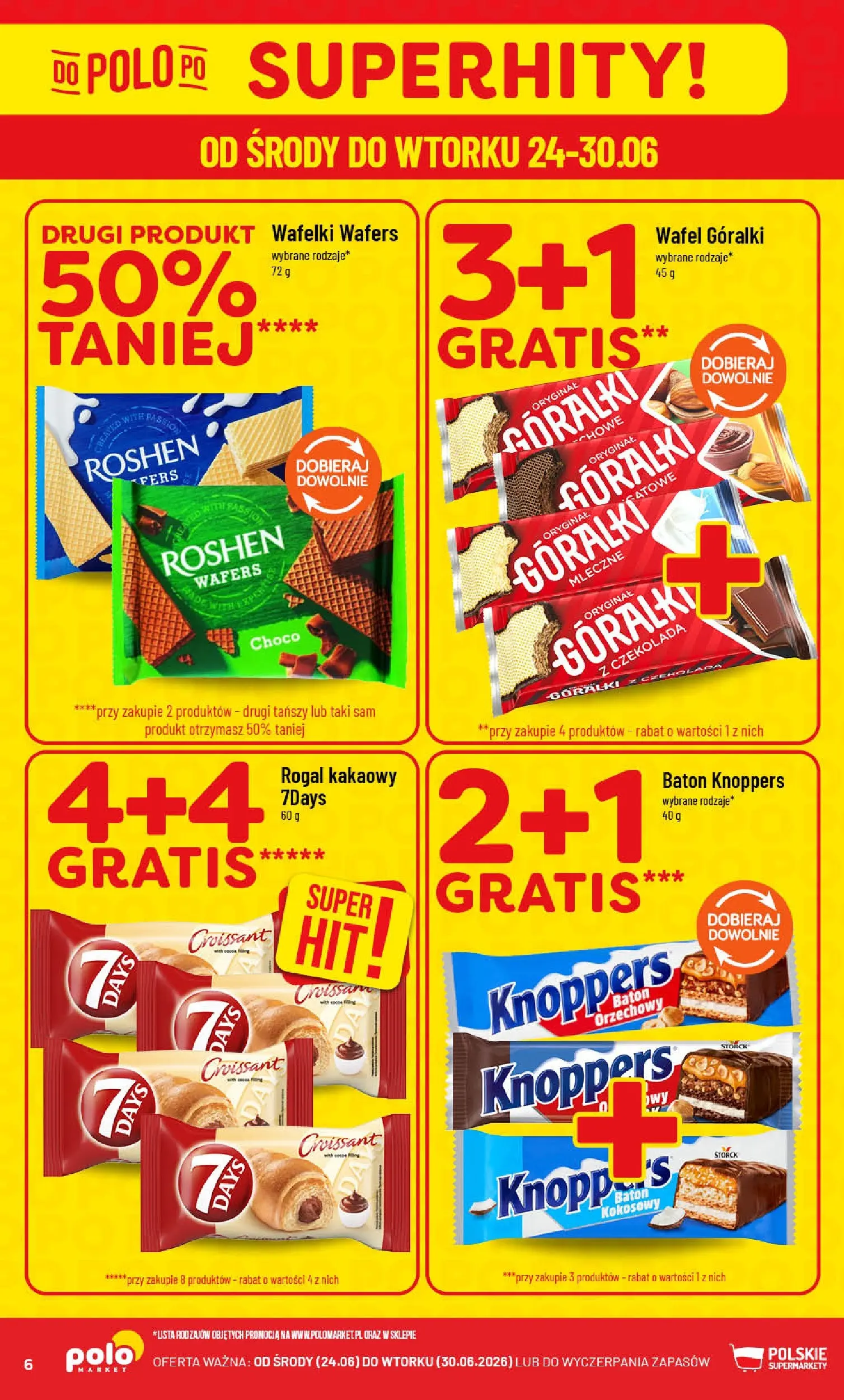 Nowa POLOmarket gazetka od jutra (24.06.2026) | Strona: 6 | Produkty: Knoppers, Baton, Wafelki, Czekolada Nowa POLOmarket gazetka od jutra 24.06.2026 | Strona: 6 | Produkty: Knoppers, Baton, Wafelki, Czekolada
