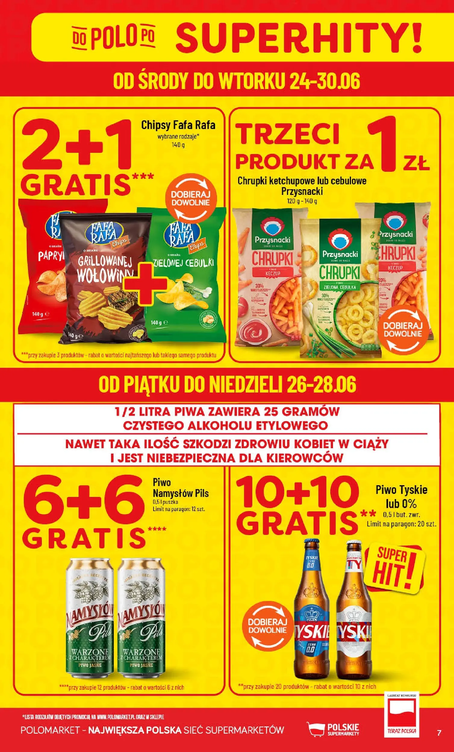 Nowa POLOmarket gazetka od jutra (24.06.2026) | Strona: 7 | Produkty: Chipsy, Chrupki, Piwo, Keczup Nowa POLOmarket gazetka od jutra 24.06.2026 | Strona: 7 | Produkty: Chipsy, Chrupki, Piwo, Keczup