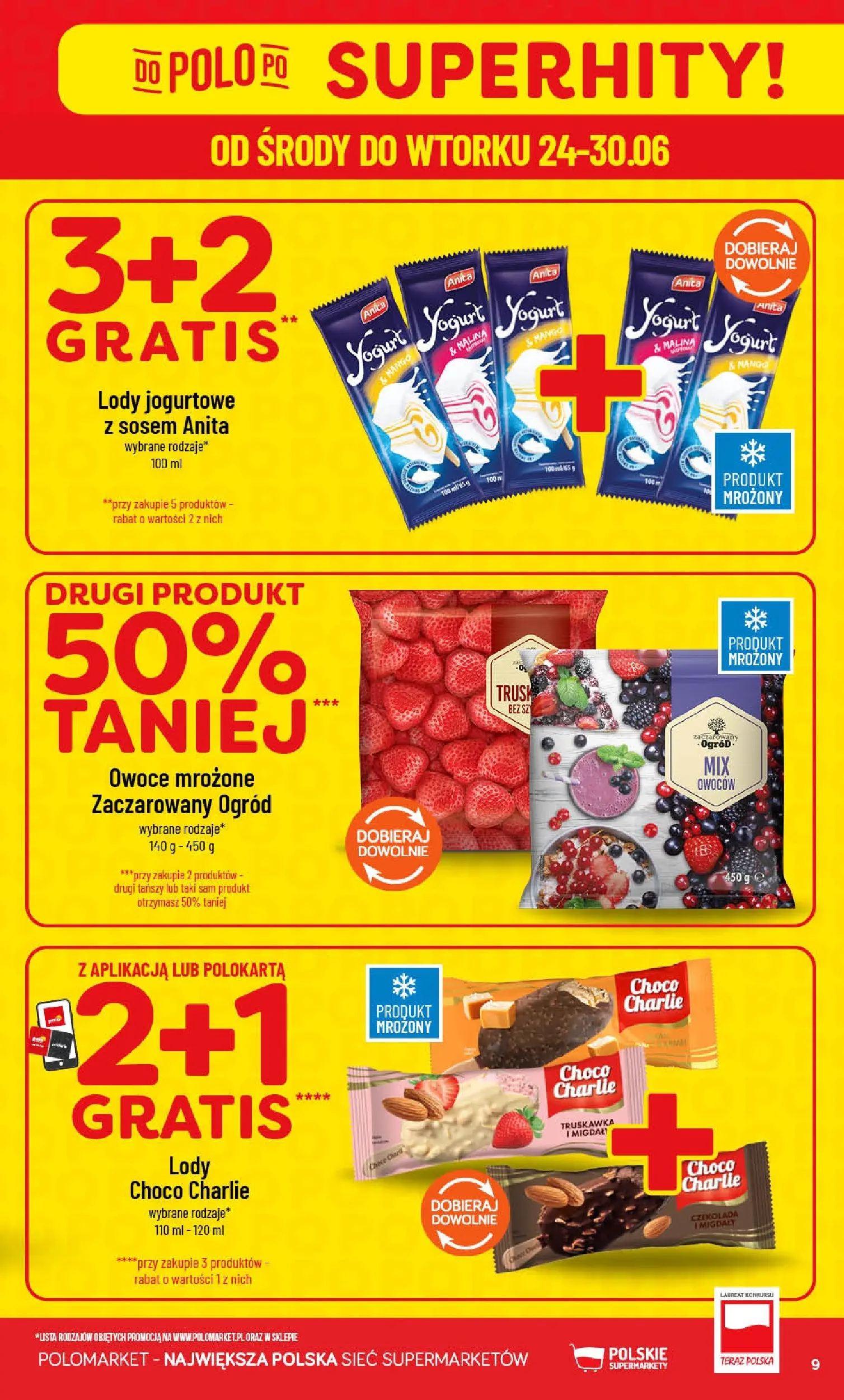 Nowa POLOmarket gazetka od jutra (24.06.2026) | Strona: 9 | Produkty: Mango, Malina, Czekolada, Lody Nowa POLOmarket gazetka od jutra 24.06.2026 | Strona: 9 | Produkty: Mango, Malina, Czekolada, Lody